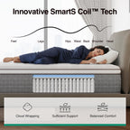 Novilla 14 Inch Queen Size Mattress,Hybrid Queen Mattress with Gel Memory Foam, Cool-to-Touch Nylon Blend & Pocketed Coils for Adaptive Body Support & Motion Isolation CertiPUR-US Certified