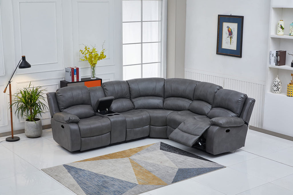 Betsy Furniture 3PC Faux Leather Reclining Couch Set, Living Room Furniture Set, Sofa, Loveseat, Glider, 8018 Multiple Colors (Gray, Sofa+Loveseat+Chair) | 8018