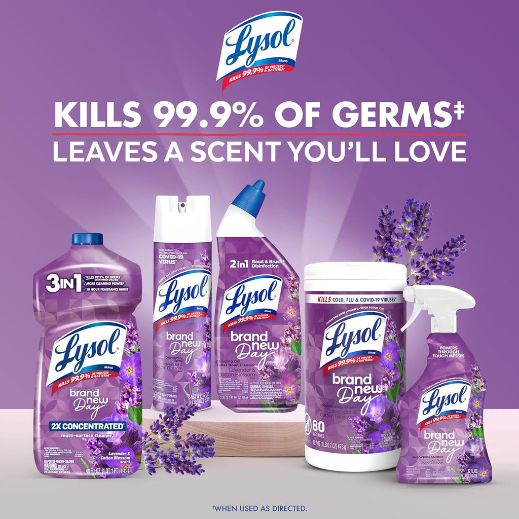 Lysol All Purpose Cleaner Spray, Multi-Purpose Disinfecting Spray, Kitchen & Bathroom Cleaner, Lemon Breeze, Lavender, & Mango Scents, 32oz (Pack of 4)