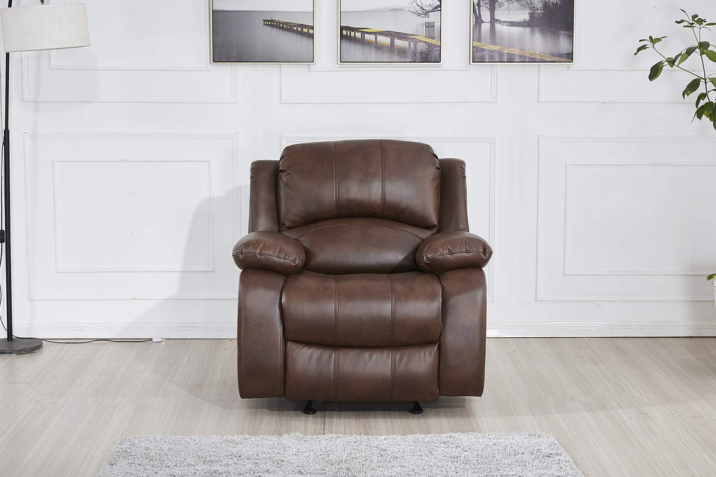 Betsy Furniture 3PC Faux Leather Reclining Couch Set, Living Room Furniture Set, Sofa, Loveseat, Glider, 8018 Multiple Colors (Gray, Sofa+Loveseat+Chair) | 8018