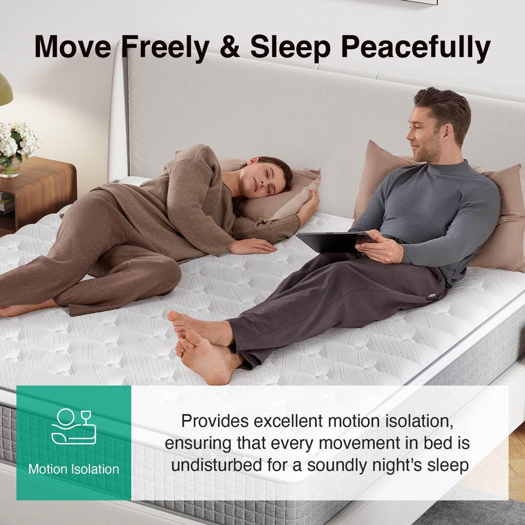 Novilla 14 Inch Queen Size Mattress,Hybrid Queen Mattress with Gel Memory Foam, Cool-to-Touch Nylon Blend & Pocketed Coils for Adaptive Body Support & Motion Isolation CertiPUR-US Certified