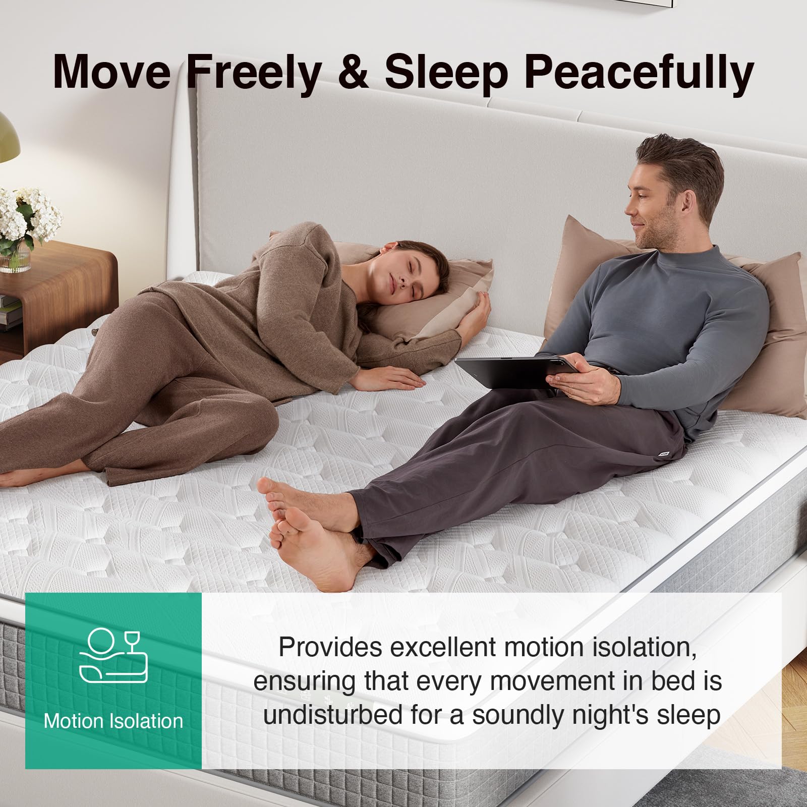Novilla 14 Inch Queen Size Mattress,Hybrid Queen Mattress with Gel Memory Foam, Cool-to-Touch Nylon Blend & Pocketed Coils for Adaptive Body Support & Motion Isolation CertiPUR-US Certified
