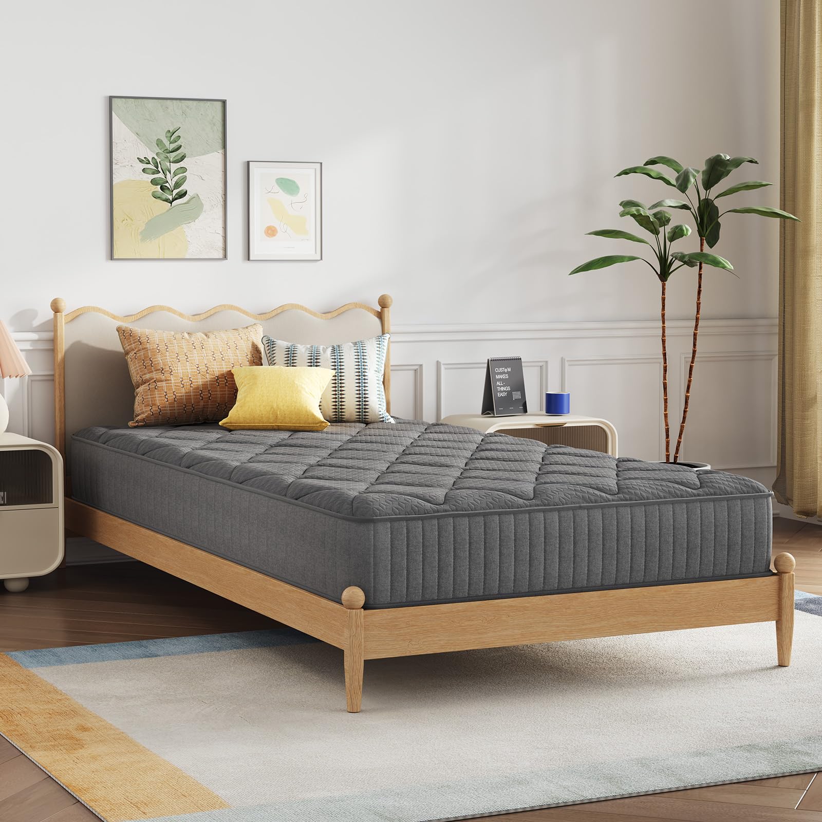 Novilla 14 Inch Queen Size Mattress,Hybrid Queen Mattress with Gel Memory Foam, Cool-to-Touch Nylon Blend & Pocketed Coils for Adaptive Body Support & Motion Isolation CertiPUR-US Certified