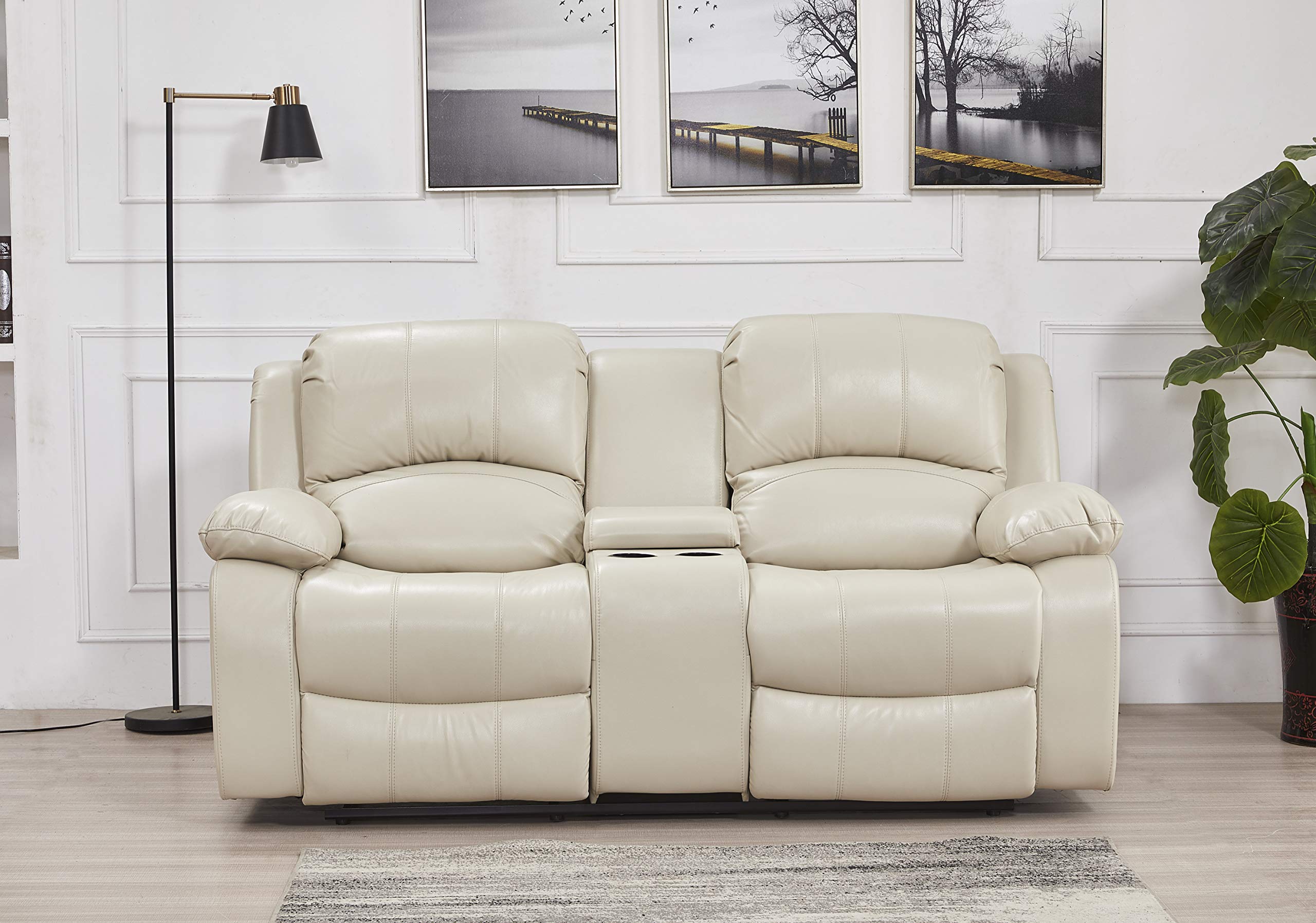 Betsy Furniture 3PC Faux Leather Reclining Couch Set, Living Room Furniture Set, Sofa, Loveseat, Glider, 8018 Multiple Colors (Gray, Sofa+Loveseat+Chair) | 8018