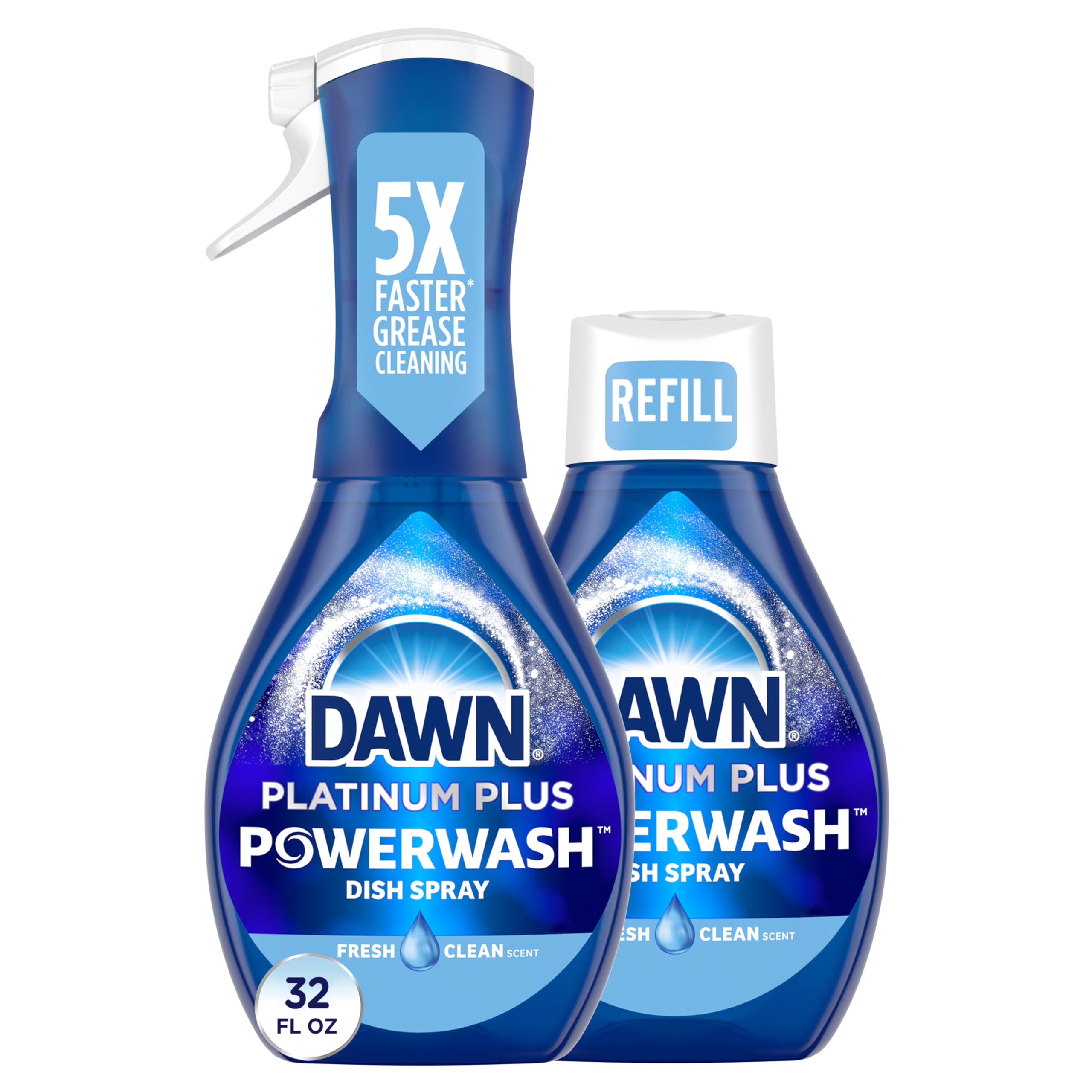 Dawn Powerwash Spray, Dish Soap, Dishwashing Liquid, Fresh, 1 Starter Kit + 3 Refills, 4x16 Fl Oz