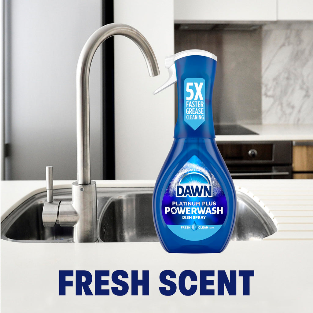 Dawn Powerwash Spray, Dish Soap, Dishwashing Liquid, Fresh, 1 Starter Kit + 3 Refills, 4x16 Fl Oz