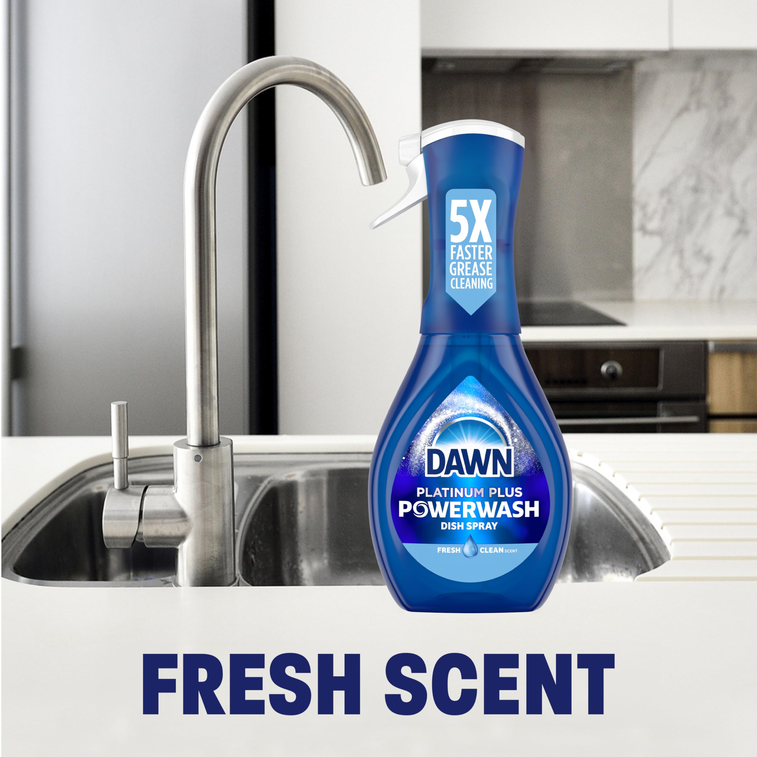 Dawn Powerwash Spray, Dish Soap, Dishwashing Liquid, Fresh, 1 Starter Kit + 3 Refills, 4x16 Fl Oz