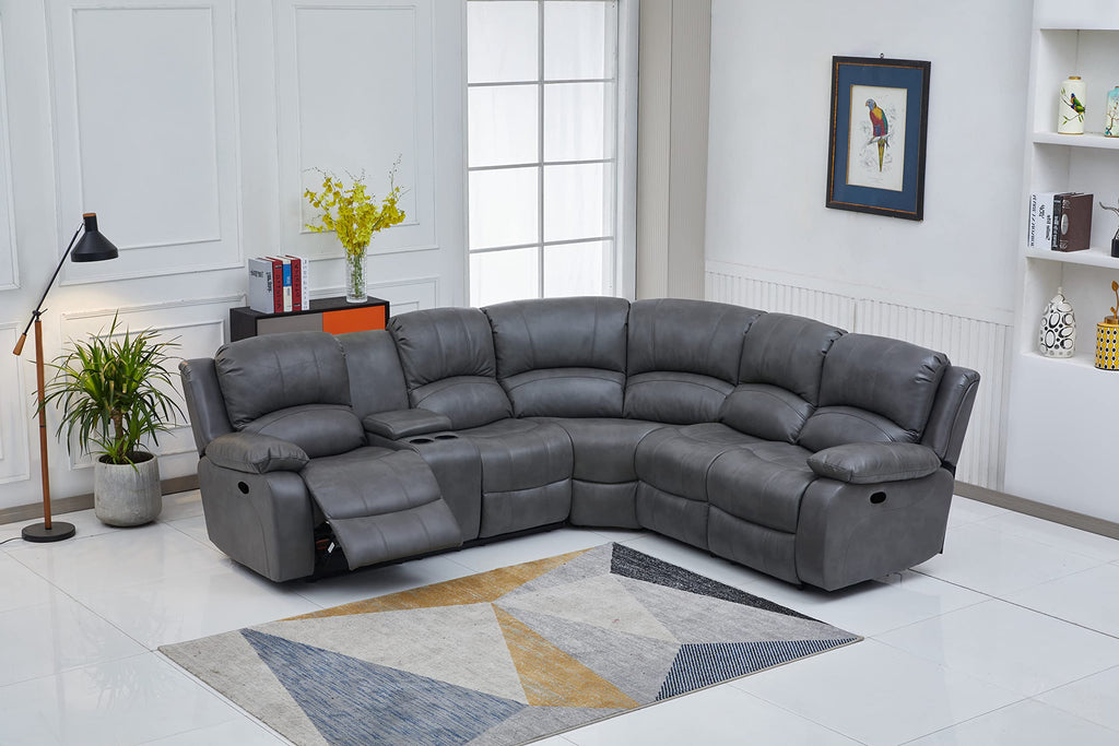 Betsy Furniture 3PC Faux Leather Reclining Couch Set, Living Room Furniture Set, Sofa, Loveseat, Glider, 8018 Multiple Colors (Gray, Sofa+Loveseat+Chair) | 8018