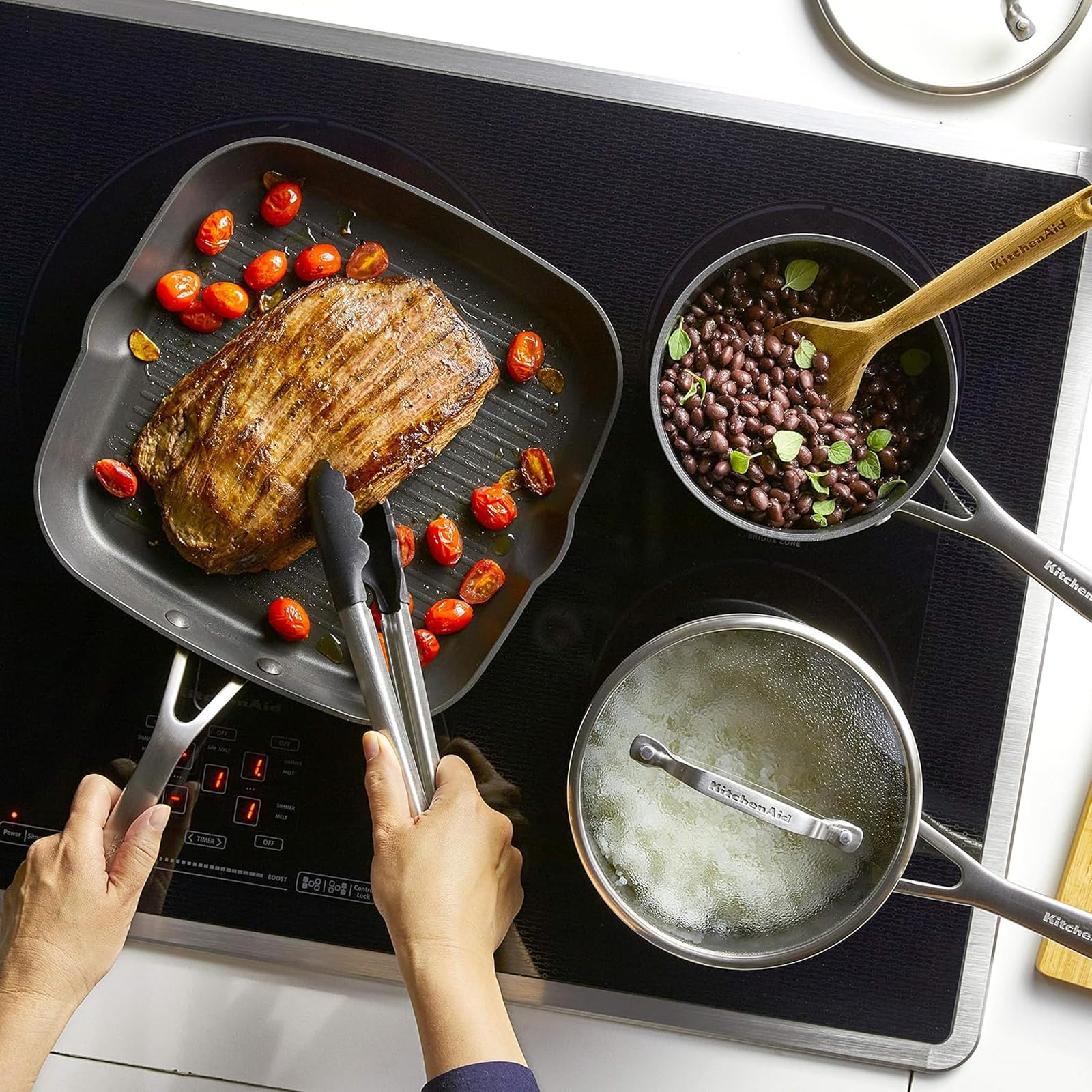 KitchenAid Hard-Anodized Induction Nonstick Cookware Pots and Pans Set, 10-Piece, Matte Black