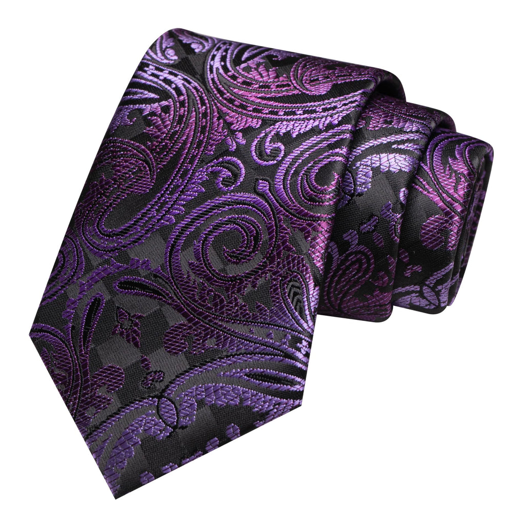 JEMYGINS Mens Tie and Pocket Square,Lapel Pin,Cufflinks,Tie Clip Sets with Gift Box 5PCS