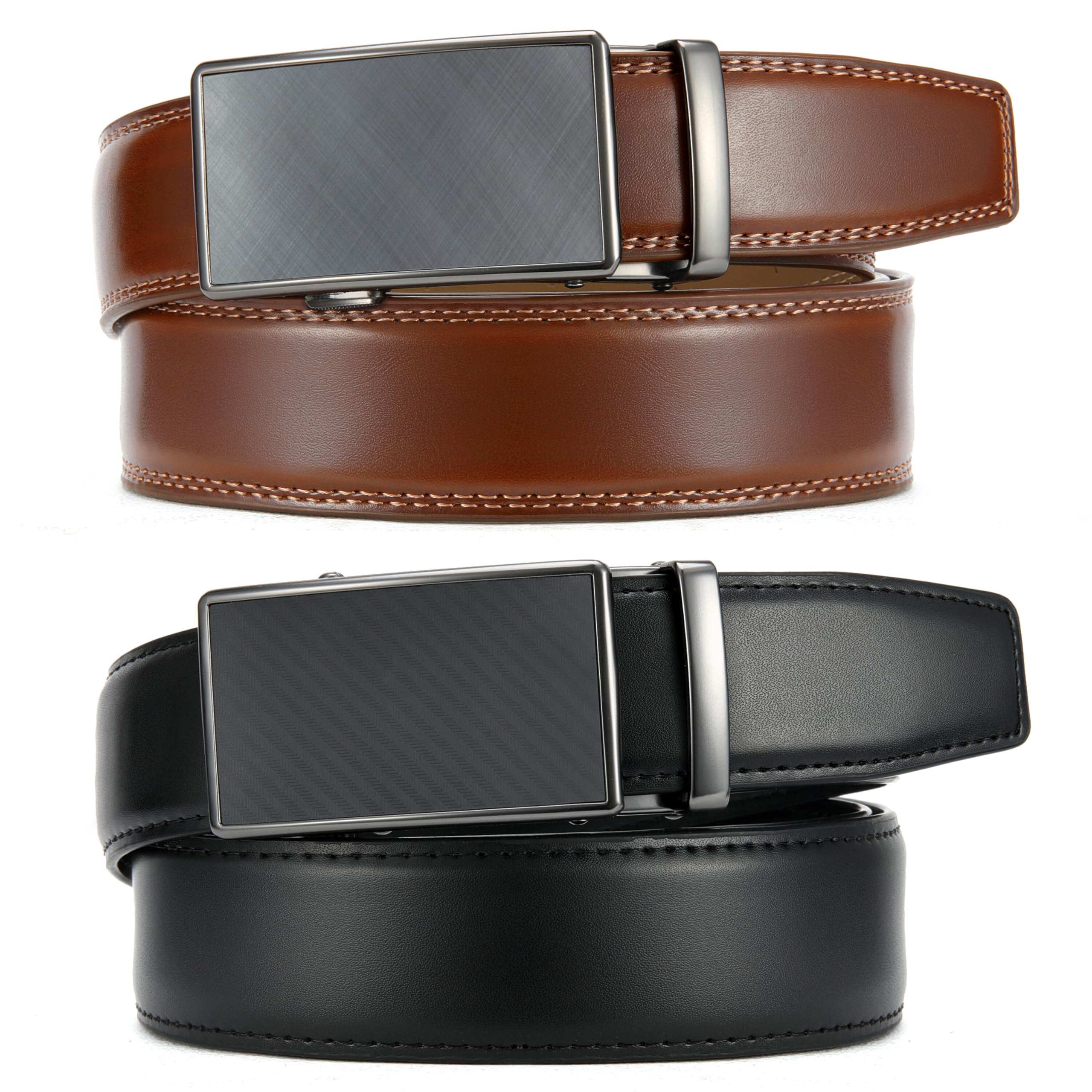 CHAOREN Leather Ratchet Belt Men 2 Pack - Customizable Fit, Effortless Style (35mm)
