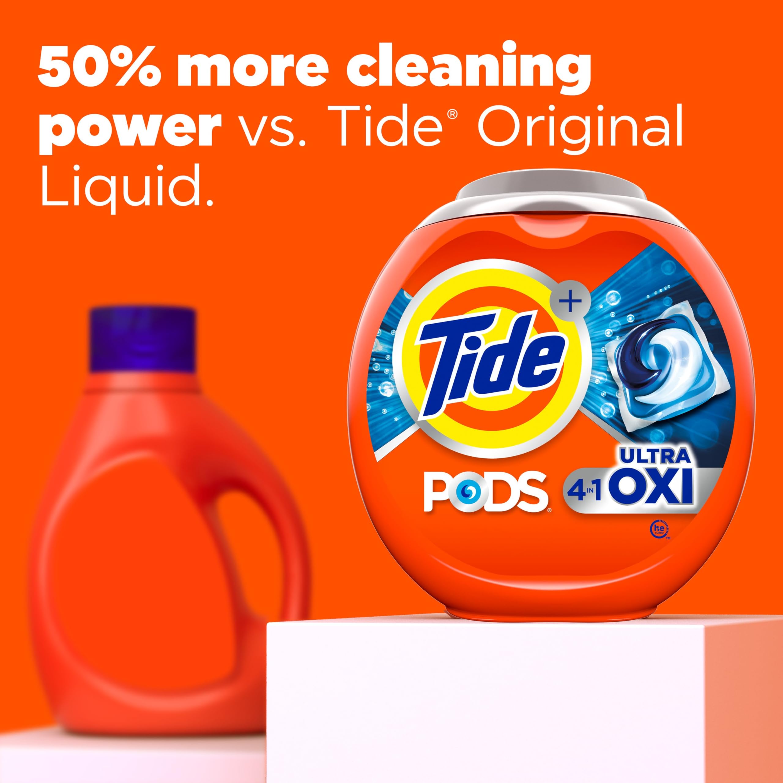 Tide 4-in-1 Ultra Oxi PODS Laundry Detergent Pacs, 85 Count, HE Compatible, Built in Pre-treater for Stains