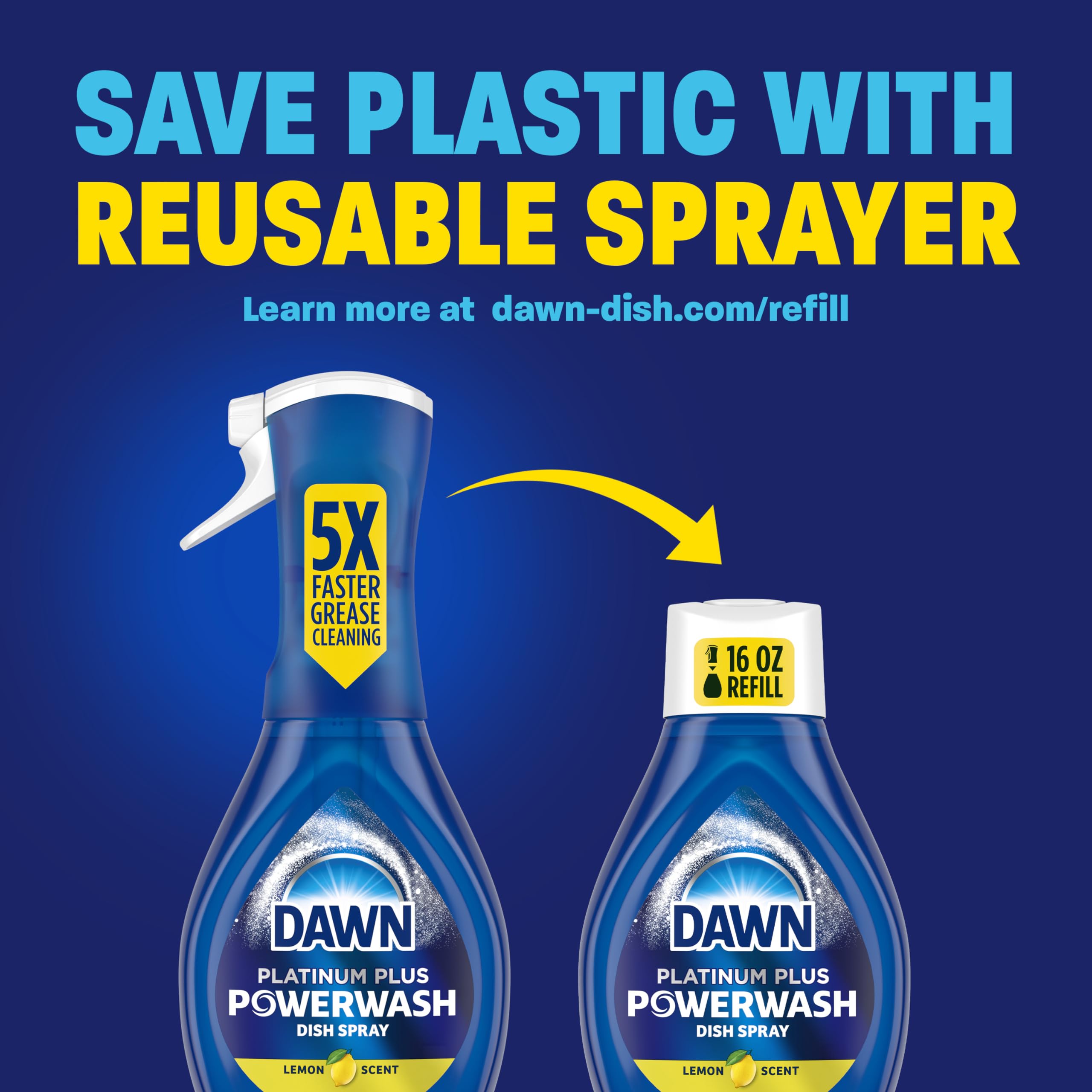 Dawn Powerwash Spray, Dish Soap, Dishwashing Liquid, Fresh, 1 Starter Kit + 3 Refills, 4x16 Fl Oz
