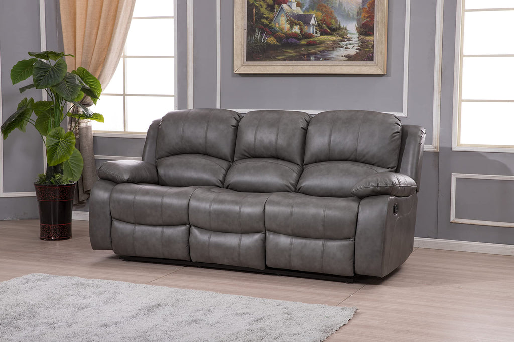 Betsy Furniture 3PC Faux Leather Reclining Couch Set, Living Room Furniture Set, Sofa, Loveseat, Glider, 8018 Multiple Colors (Gray, Sofa+Loveseat+Chair) | 8018