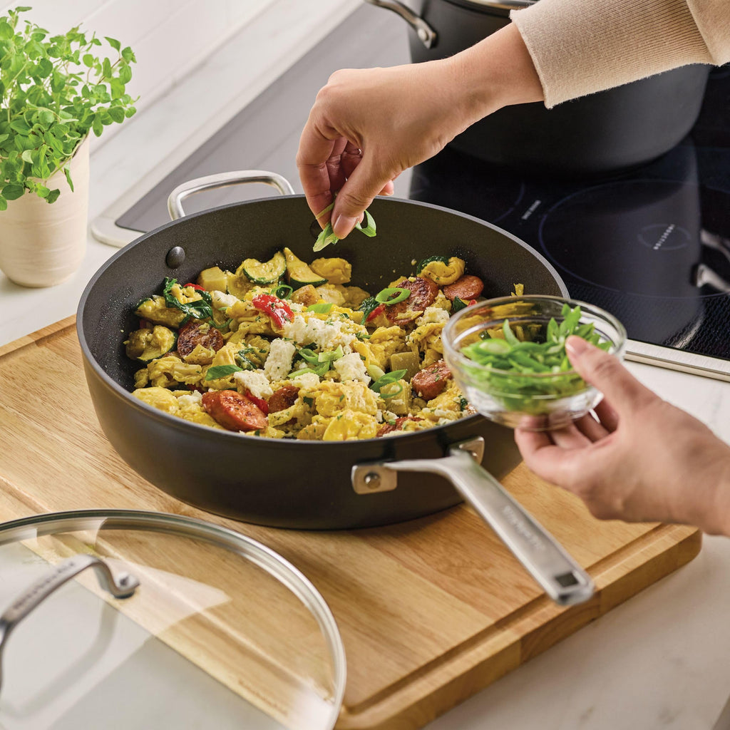 KitchenAid Hard-Anodized Induction Nonstick Cookware Pots and Pans Set, 10-Piece, Matte Black