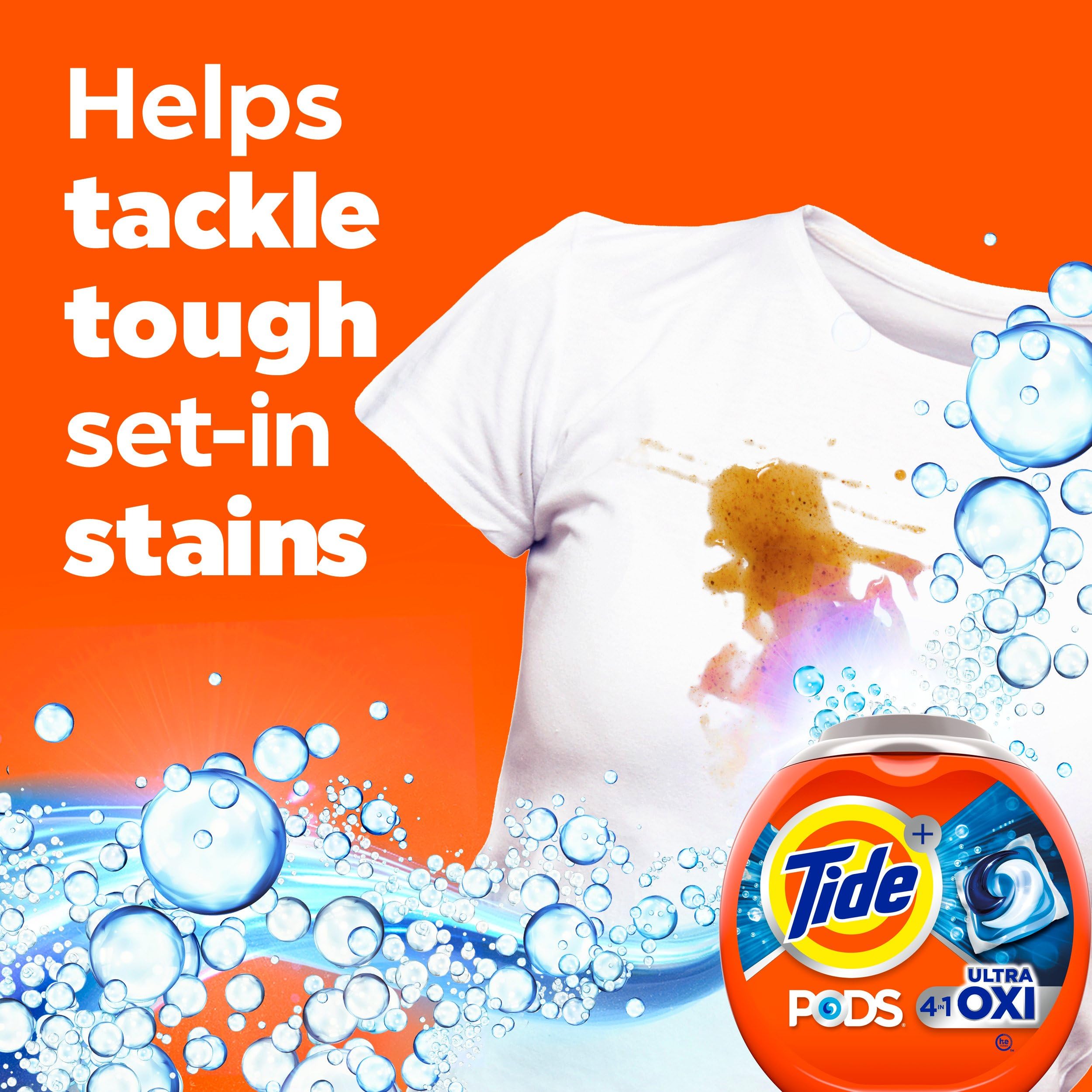 Tide 4-in-1 Ultra Oxi PODS Laundry Detergent Pacs, 85 Count, HE Compatible, Built in Pre-treater for Stains