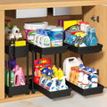 Sevenblue 3 Pack Under Sink Organizers,2-Tier Multi-Use Kitchen and Bathroom Organizers and Storage with Sliding Drawers,Bathroom Cabinet Organizer (Black, 12.8 Inch)