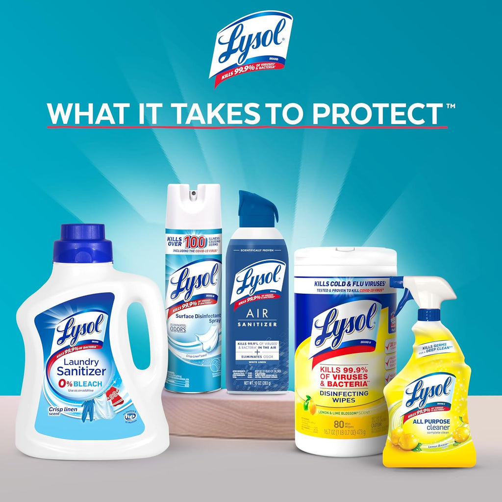 Lysol All Purpose Cleaner Spray, Multi-Purpose Disinfecting Spray, Kitchen & Bathroom Cleaner, Lemon Breeze, Lavender, & Mango Scents, 32oz (Pack of 4)