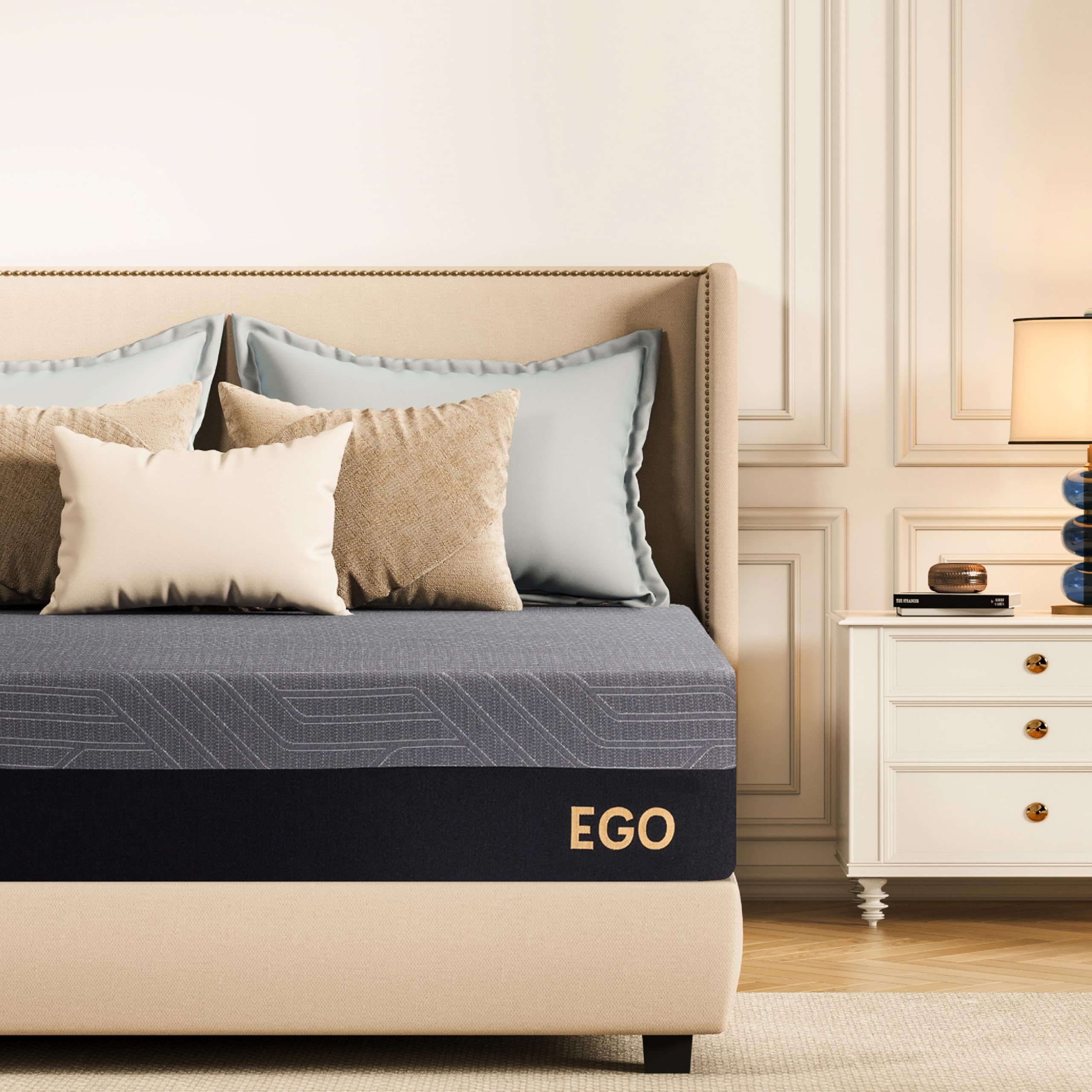 MLILY EGOHOME 14 Inch Queen Memory Foam Mattress for Back Pain, Cooling Copper Gel Bed in a Box, Foam Made in USA, CertiPUR-US Certified, Therapeutic Medium Firm, 60x80x14 Black
