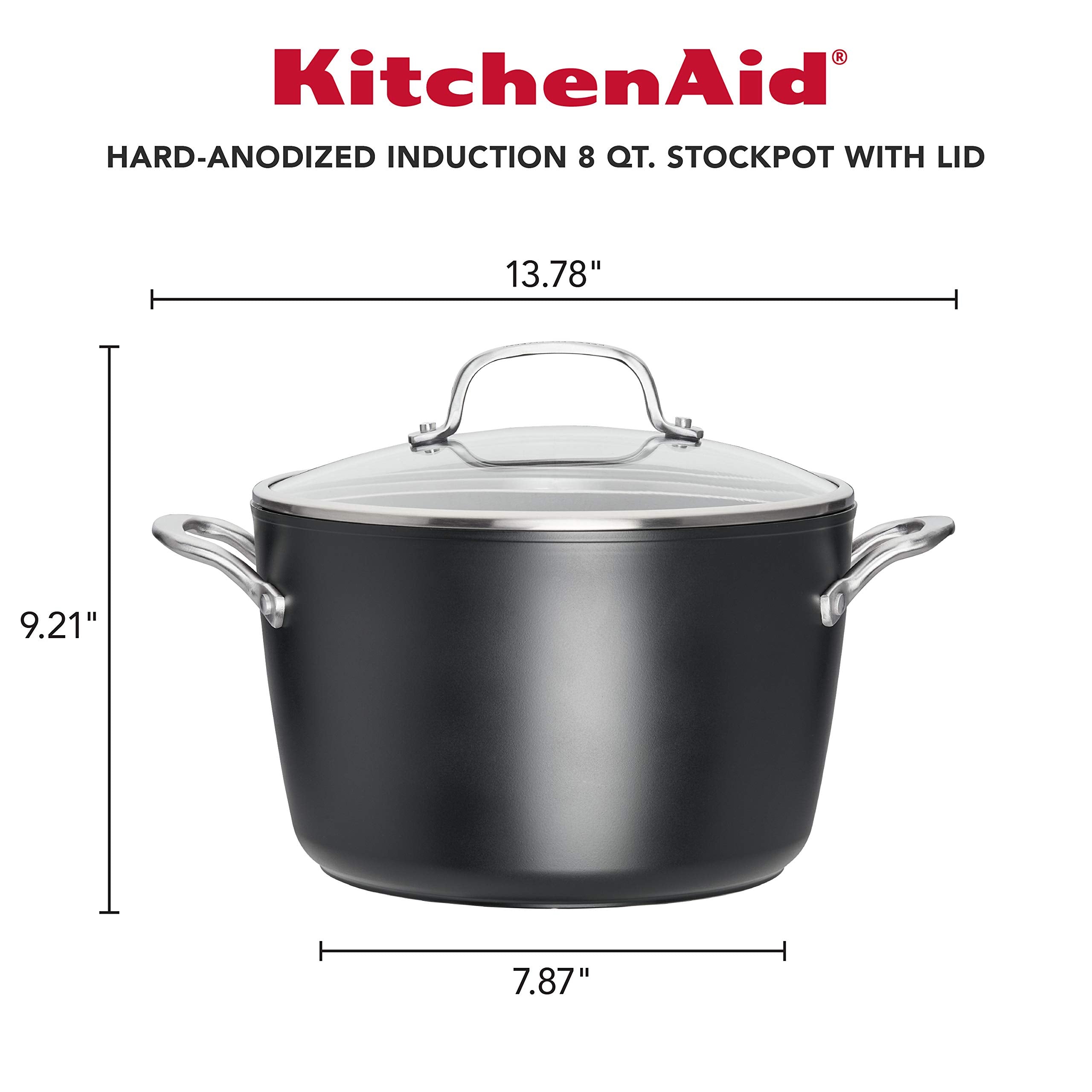 KitchenAid Hard-Anodized Induction Nonstick Cookware Pots and Pans Set, 10-Piece, Matte Black