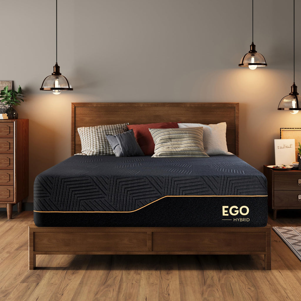 MLILY EGOHOME 14 Inch Queen Memory Foam Mattress for Back Pain, Cooling Copper Gel Bed in a Box, Foam Made in USA, CertiPUR-US Certified, Therapeutic Medium Firm, 60x80x14 Black