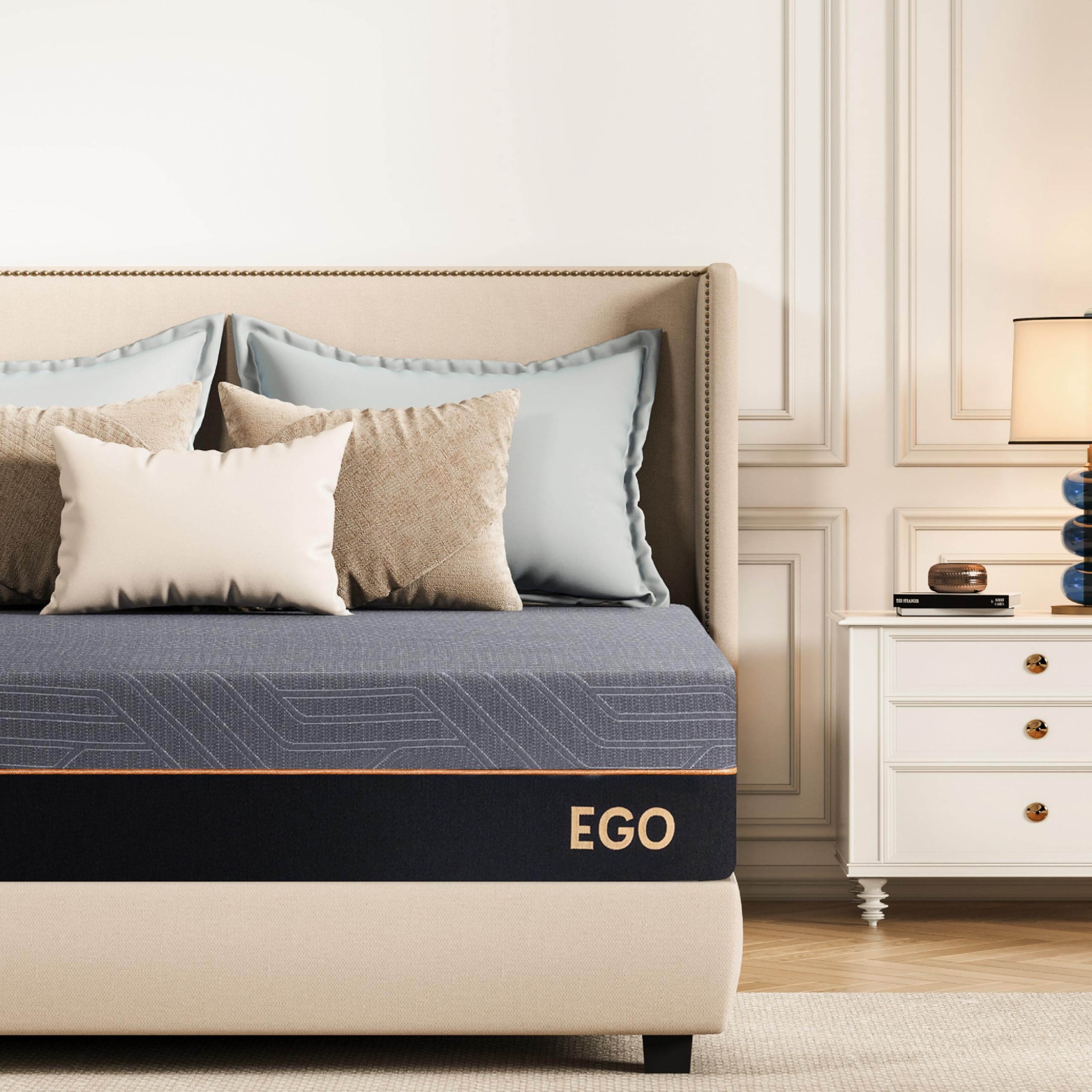 MLILY EGOHOME 14 Inch Queen Memory Foam Mattress for Back Pain, Cooling Copper Gel Bed in a Box, Foam Made in USA, CertiPUR-US Certified, Therapeutic Medium Firm, 60x80x14 Black