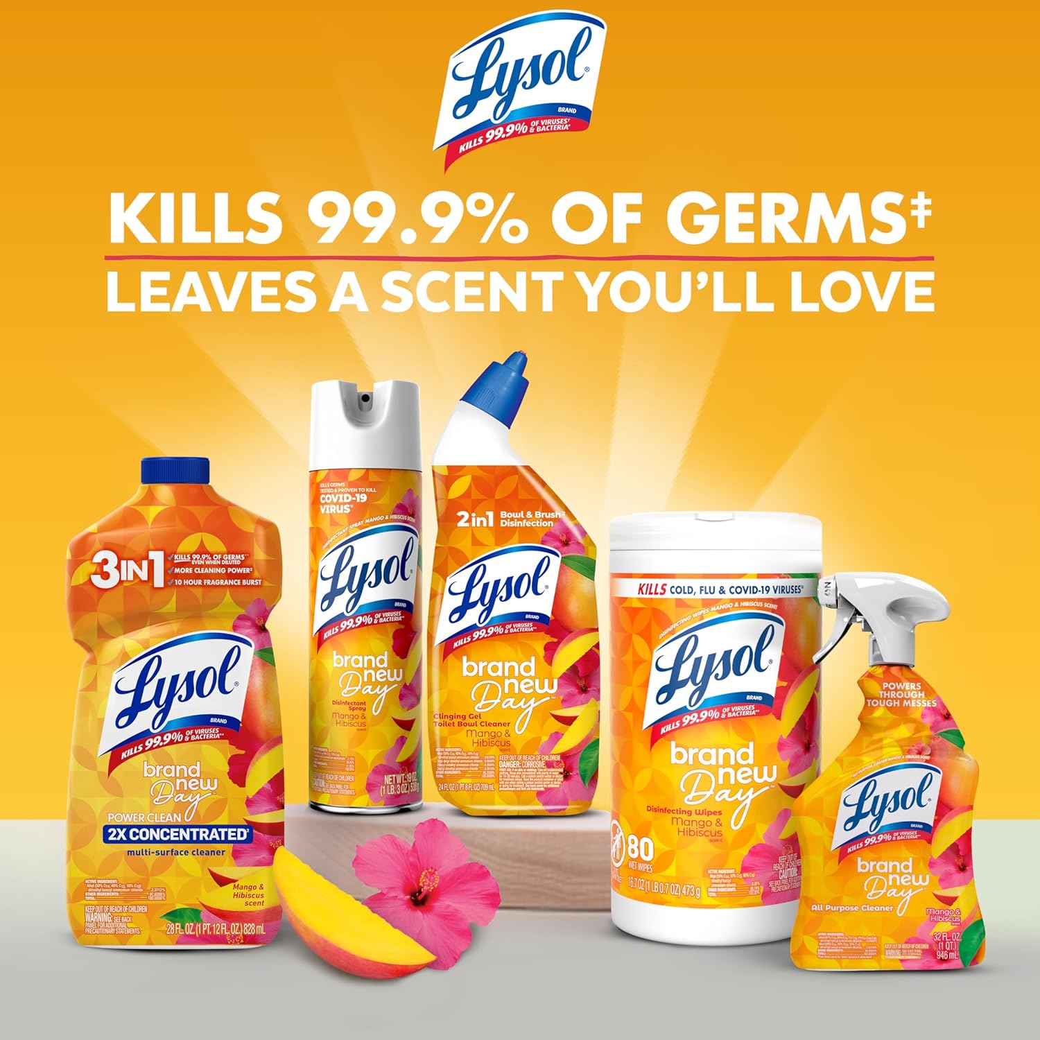 Lysol All Purpose Cleaner Spray, Multi-Purpose Disinfecting Spray, Kitchen & Bathroom Cleaner, Lemon Breeze, Lavender, & Mango Scents, 32oz (Pack of 4)