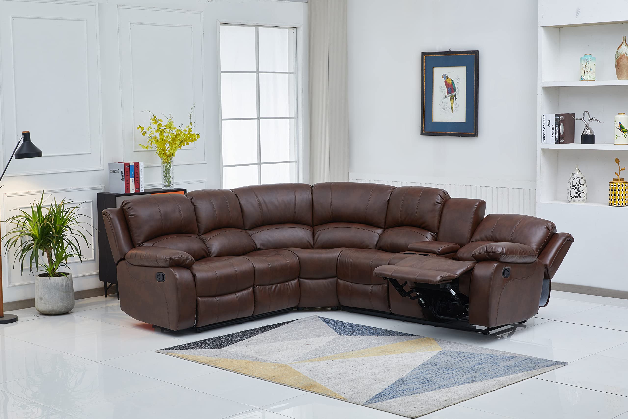 Betsy Furniture 3PC Faux Leather Reclining Couch Set, Living Room Furniture Set, Sofa, Loveseat, Glider, 8018 Multiple Colors (Gray, Sofa+Loveseat+Chair) | 8018