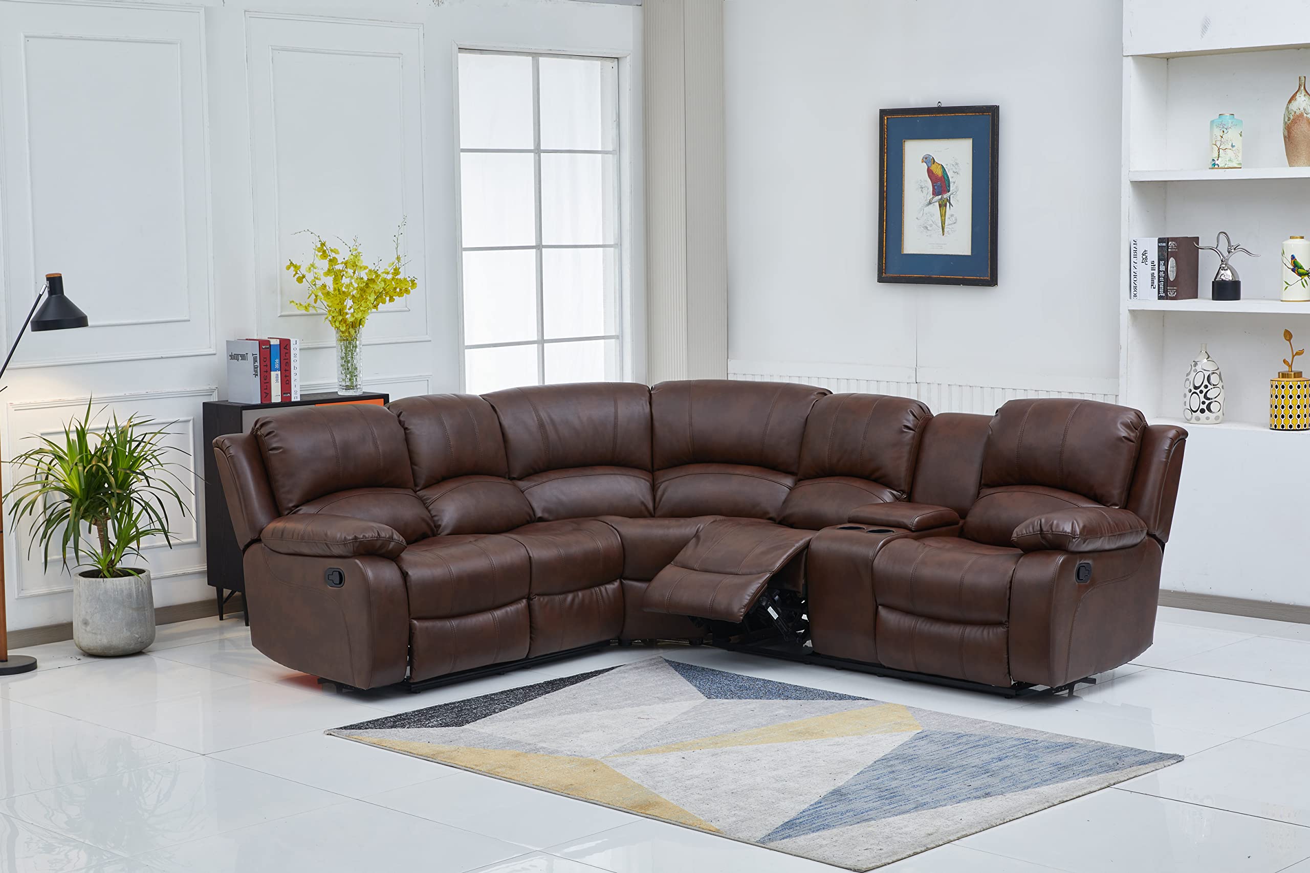 Betsy Furniture 3PC Faux Leather Reclining Couch Set, Living Room Furniture Set, Sofa, Loveseat, Glider, 8018 Multiple Colors (Gray, Sofa+Loveseat+Chair) | 8018