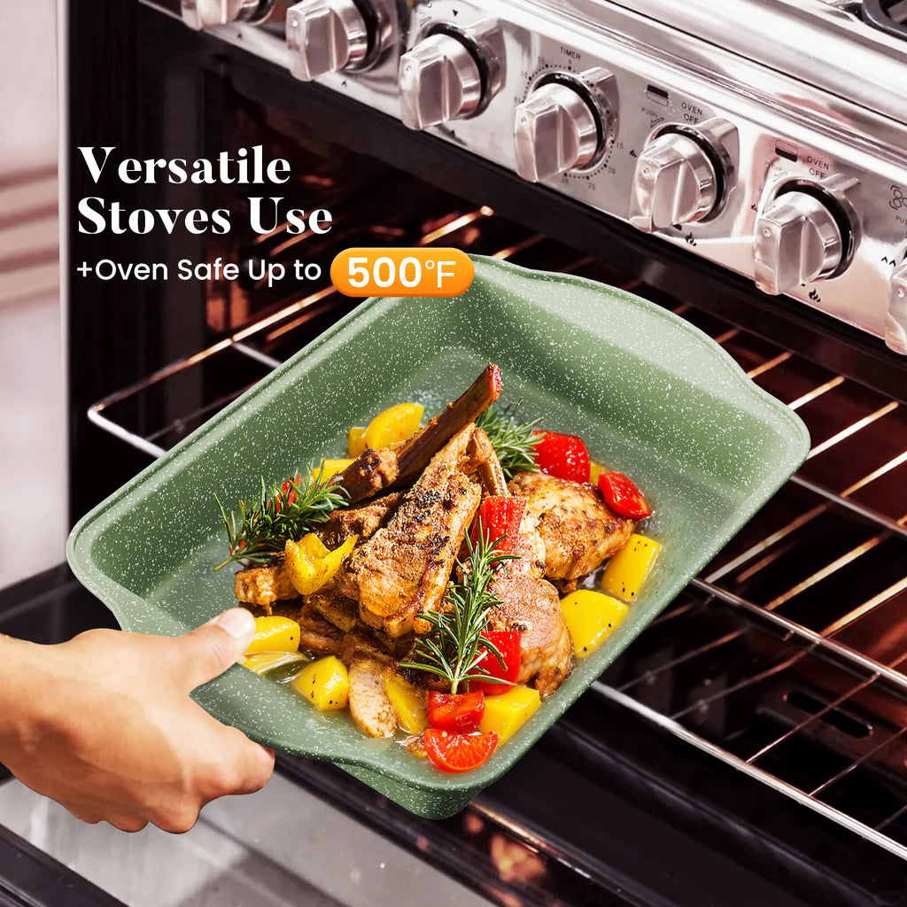 Kitchen Induction Cookware & Bakeware Set - 30 Piece Black Granite Cooking Pans Set, Non-Stick Pots and Pans Set