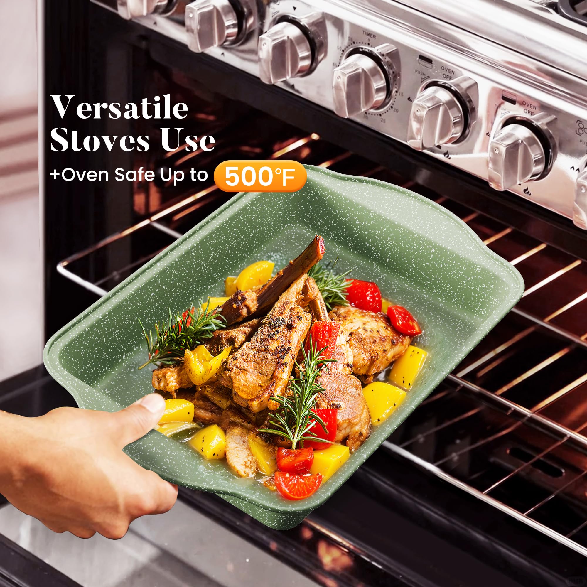 Kitchen Induction Cookware & Bakeware Set - 30 Piece Black Granite Cooking Pans Set, Non-Stick Pots and Pans Set