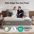 Novilla 14 Inch Queen Size Mattress,Hybrid Queen Mattress with Gel Memory Foam, Cool-to-Touch Nylon Blend & Pocketed Coils for Adaptive Body Support & Motion Isolation CertiPUR-US Certified