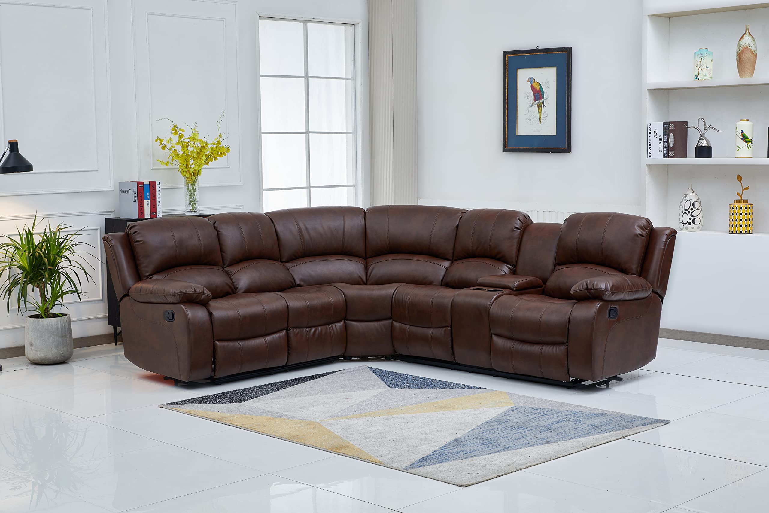 Betsy Furniture 3PC Faux Leather Reclining Couch Set, Living Room Furniture Set, Sofa, Loveseat, Glider, 8018 Multiple Colors (Gray, Sofa+Loveseat+Chair) | 8018