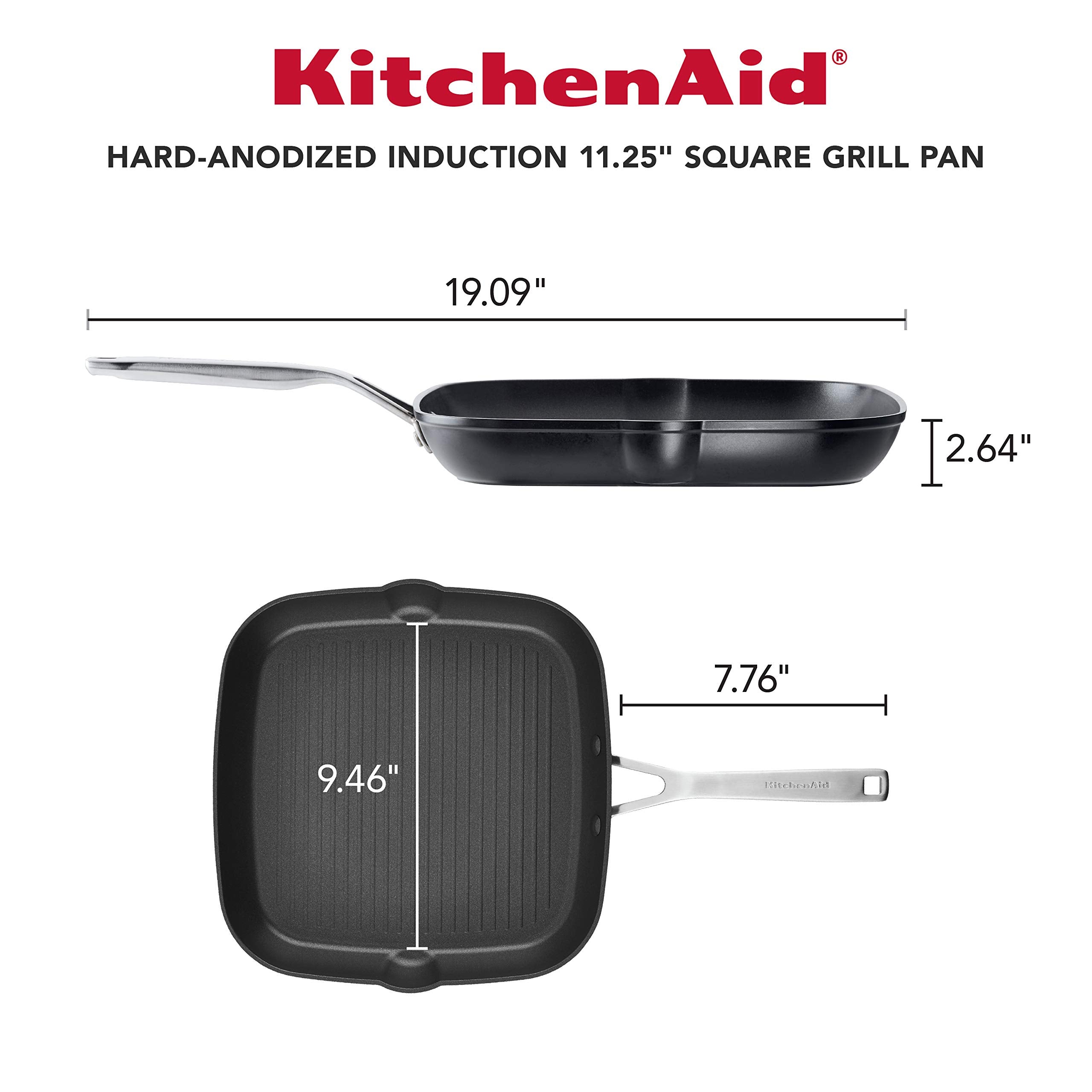 KitchenAid Hard-Anodized Induction Nonstick Cookware Pots and Pans Set, 10-Piece, Matte Black