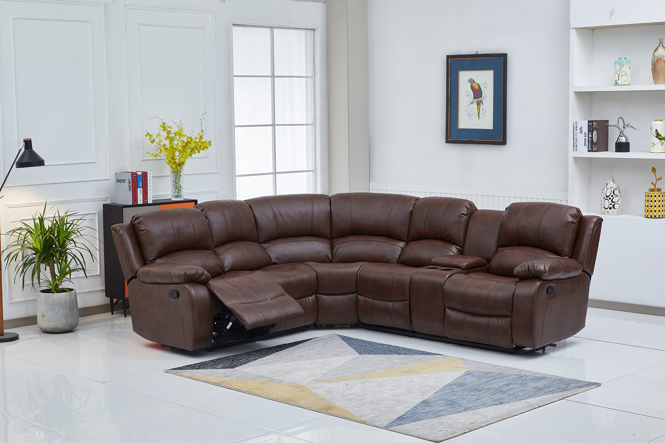 Betsy Furniture 3PC Faux Leather Reclining Couch Set, Living Room Furniture Set, Sofa, Loveseat, Glider, 8018 Multiple Colors (Gray, Sofa+Loveseat+Chair) | 8018