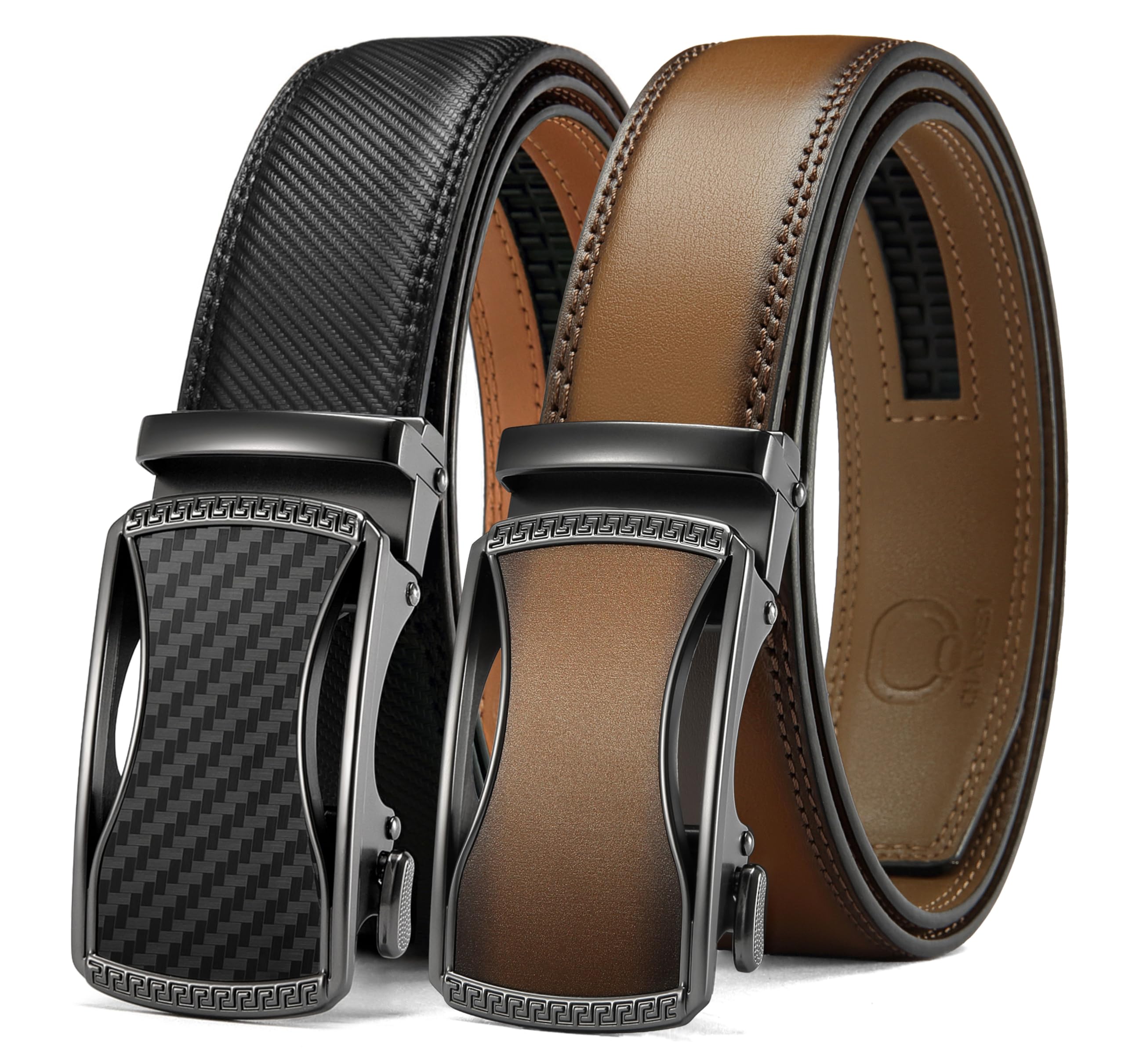 CHAOREN Leather Ratchet Belt Men 2 Pack - Customizable Fit, Effortless Style (35mm)