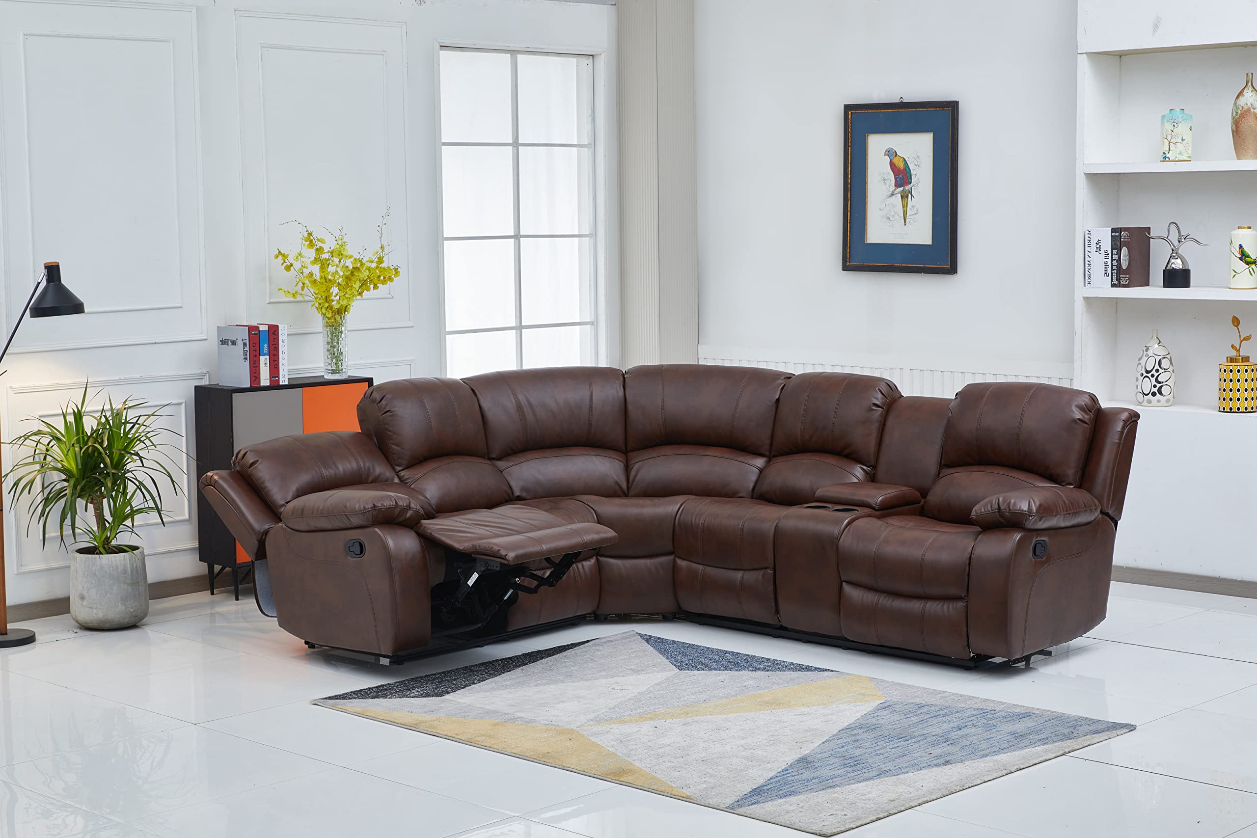 Betsy Furniture 3PC Faux Leather Reclining Couch Set, Living Room Furniture Set, Sofa, Loveseat, Glider, 8018 Multiple Colors (Gray, Sofa+Loveseat+Chair) | 8018
