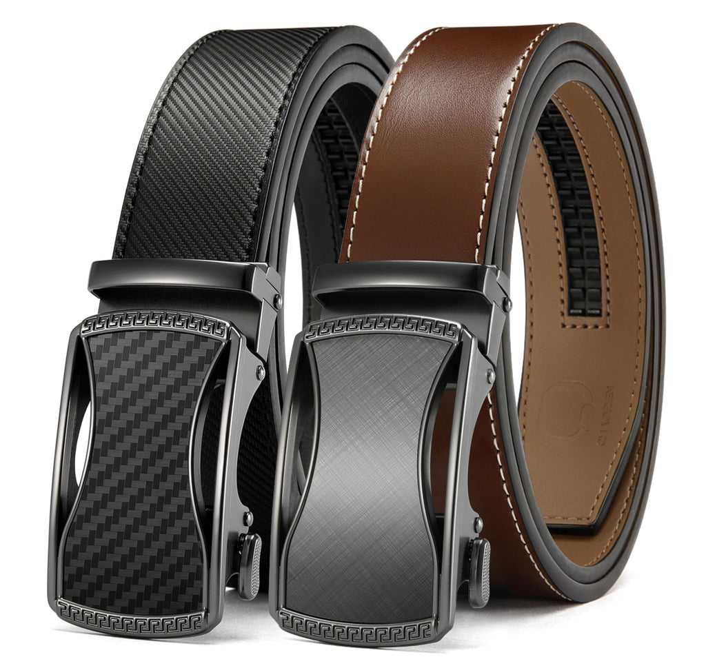 CHAOREN Leather Ratchet Belt Men 2 Pack - Customizable Fit, Effortless Style (35mm)