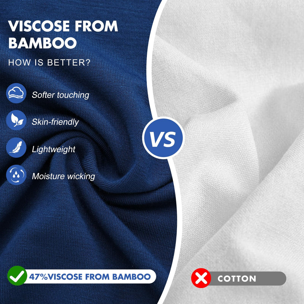 BAMBOO COOL Mens Undershirts Pack, Soft T Shirts for Men, Moisture Wicking Tees, Stretchy Breathable Crew Neck Inner Shirt