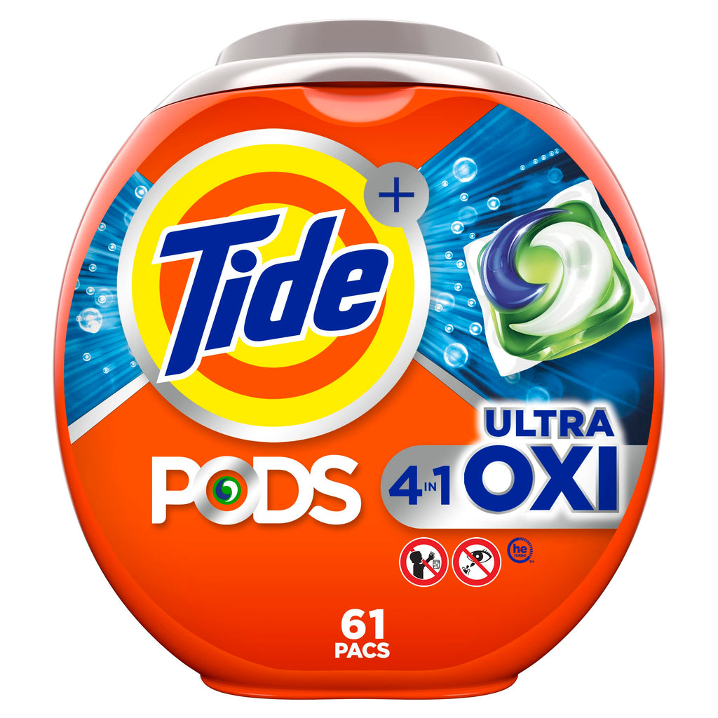 Tide 4-in-1 Ultra Oxi PODS Laundry Detergent Pacs, 85 Count, HE Compatible, Built in Pre-treater for Stains