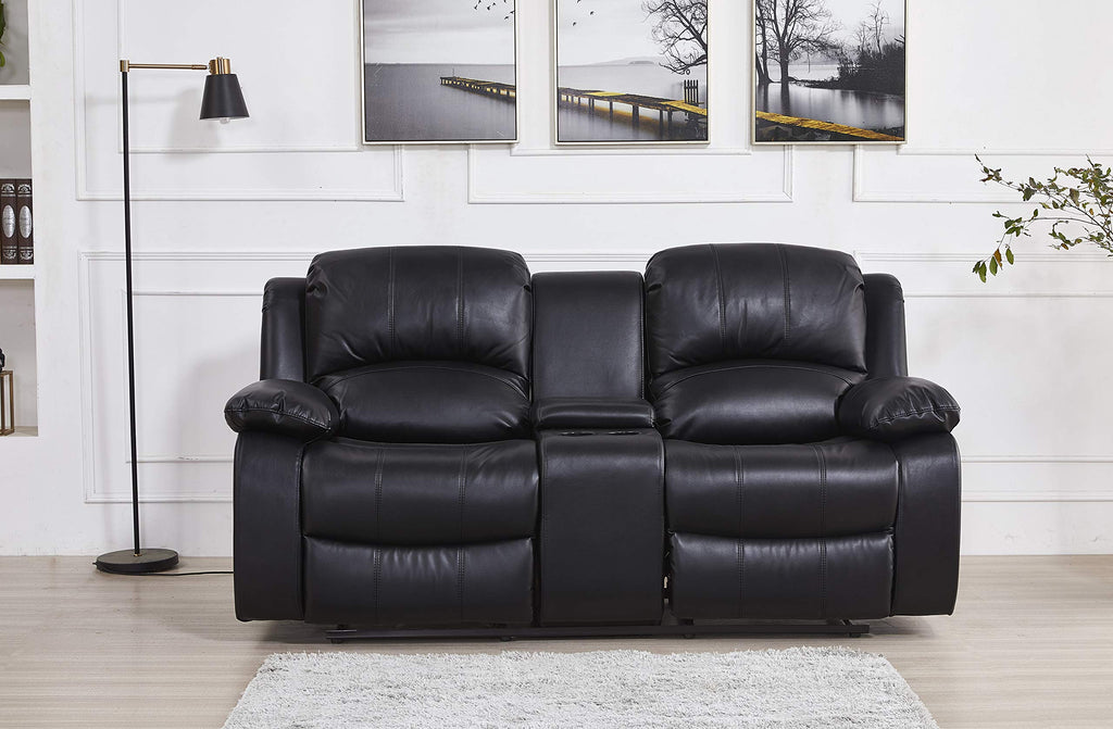 Betsy Furniture 3PC Faux Leather Reclining Couch Set, Living Room Furniture Set, Sofa, Loveseat, Glider, 8018 Multiple Colors (Gray, Sofa+Loveseat+Chair) | 8018