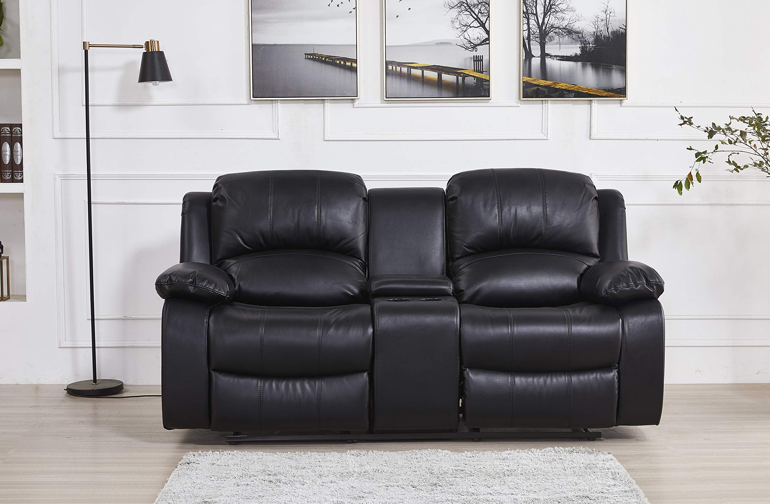 Betsy Furniture 3PC Faux Leather Reclining Couch Set, Living Room Furniture Set, Sofa, Loveseat, Glider, 8018 Multiple Colors (Gray, Sofa+Loveseat+Chair) | 8018