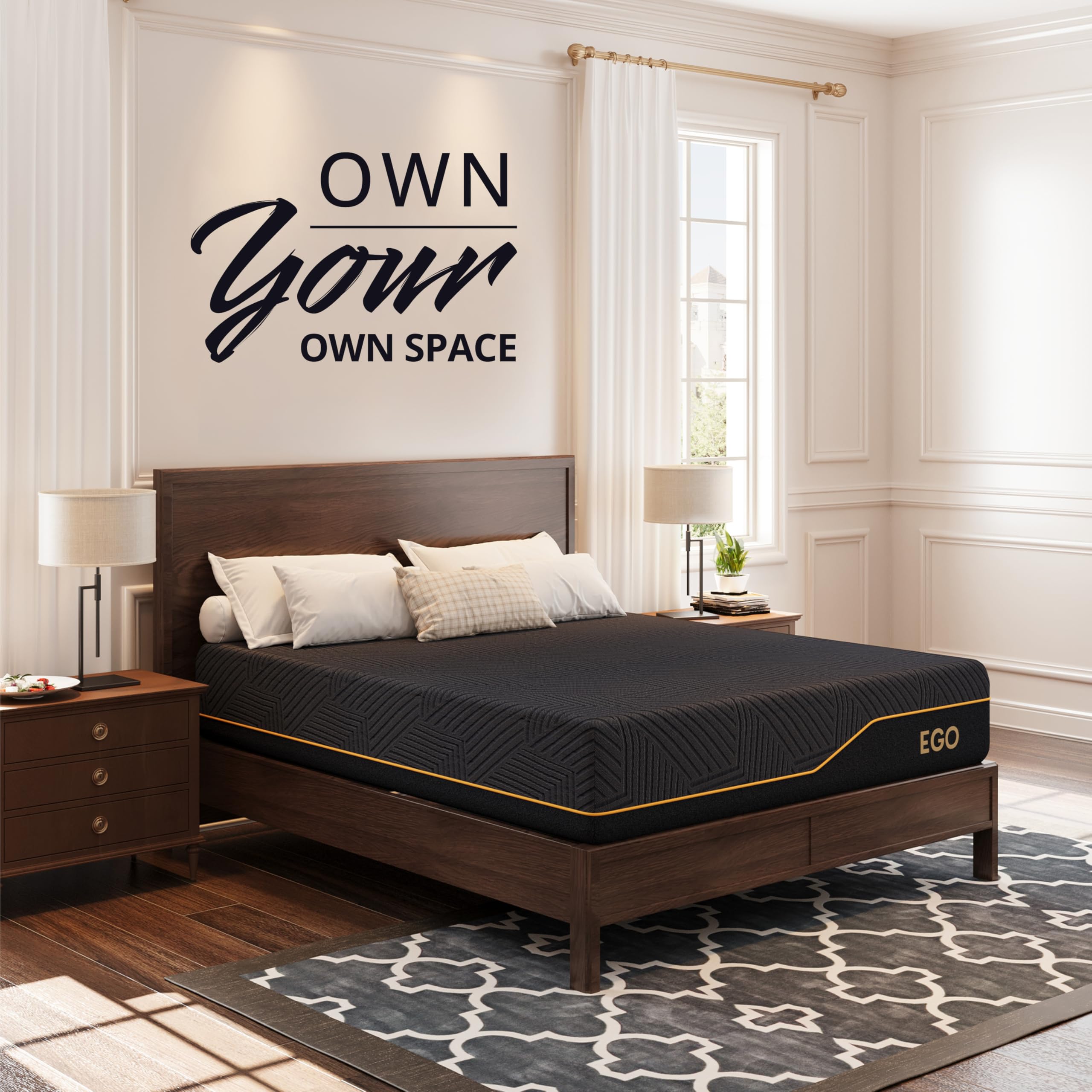 MLILY EGOHOME 14 Inch Queen Memory Foam Mattress for Back Pain, Cooling Copper Gel Bed in a Box, Foam Made in USA, CertiPUR-US Certified, Therapeutic Medium Firm, 60x80x14 Black