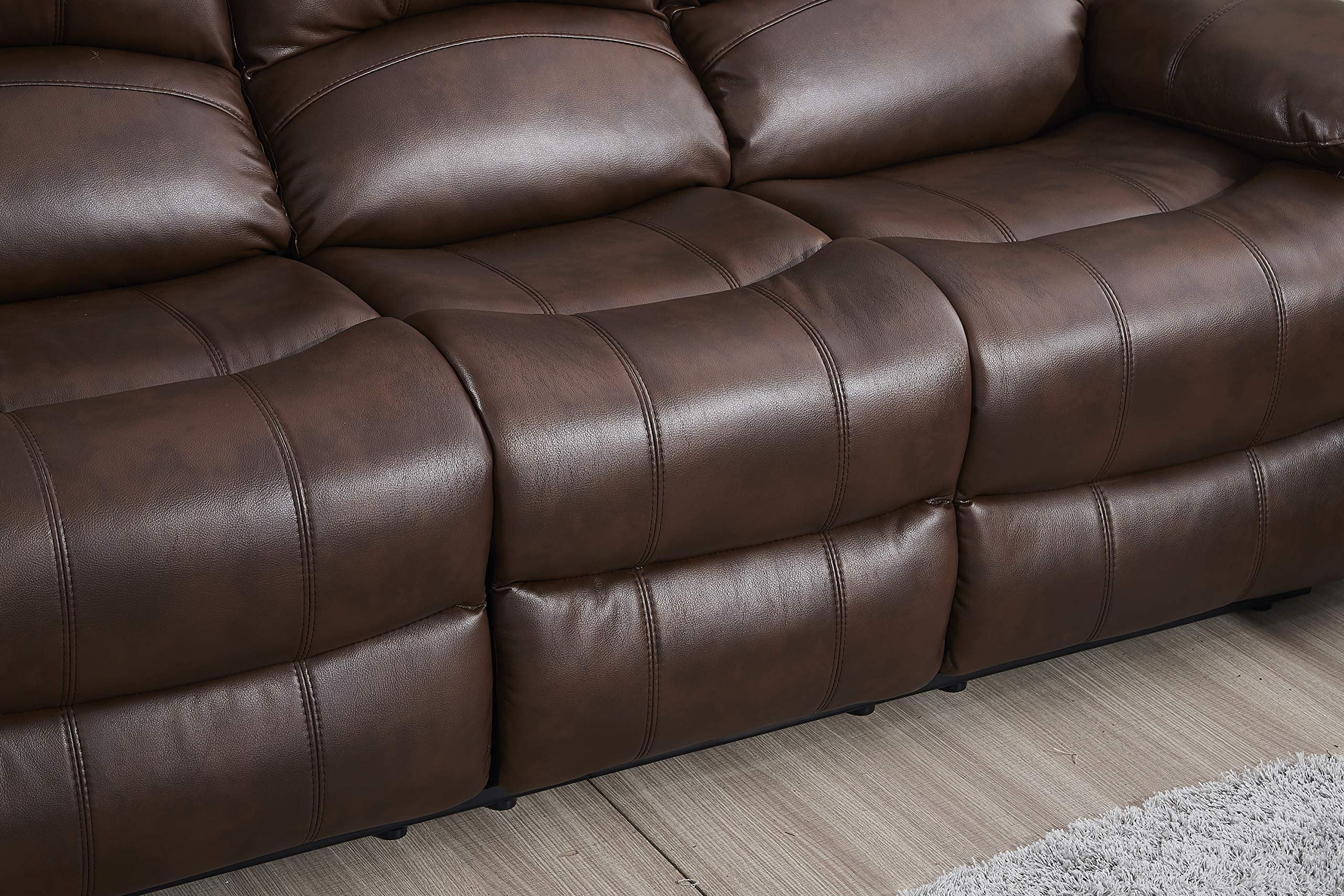 Betsy Furniture 3PC Faux Leather Reclining Couch Set, Living Room Furniture Set, Sofa, Loveseat, Glider, 8018 Multiple Colors (Gray, Sofa+Loveseat+Chair) | 8018