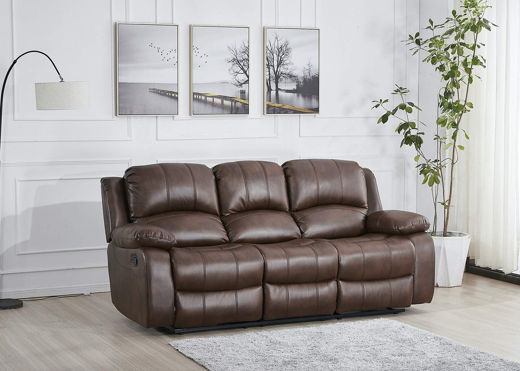 Betsy Furniture 3PC Faux Leather Reclining Couch Set, Living Room Furniture Set, Sofa, Loveseat, Glider, 8018 Multiple Colors (Gray, Sofa+Loveseat+Chair) | 8018
