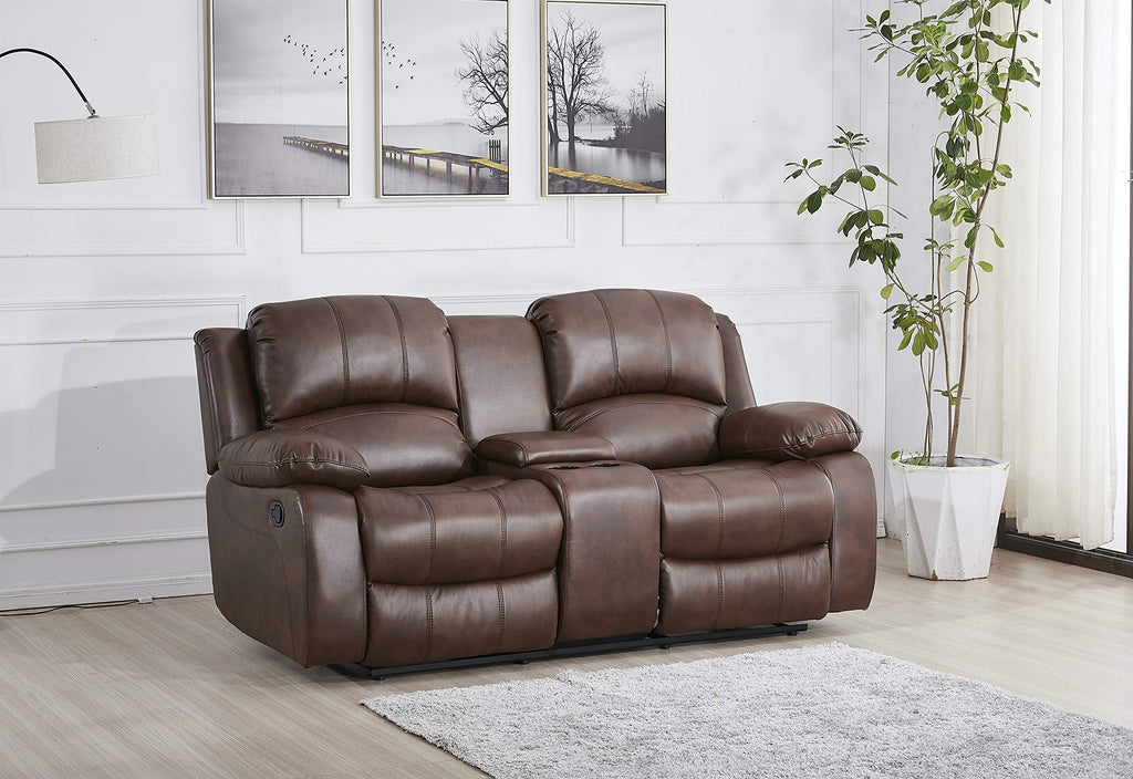 Betsy Furniture 3PC Faux Leather Reclining Couch Set, Living Room Furniture Set, Sofa, Loveseat, Glider, 8018 Multiple Colors (Gray, Sofa+Loveseat+Chair) | 8018
