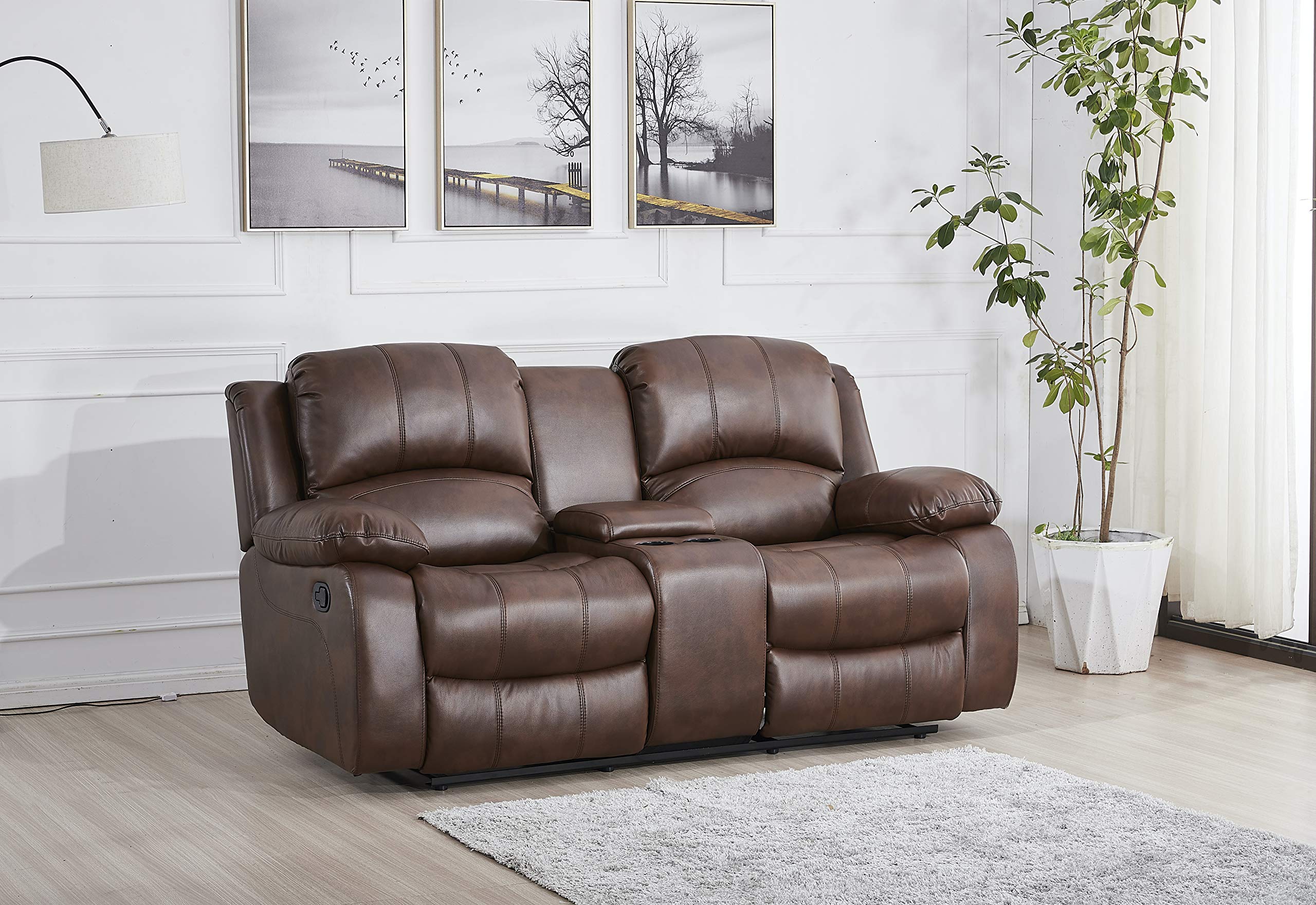 Betsy Furniture 3PC Faux Leather Reclining Couch Set, Living Room Furniture Set, Sofa, Loveseat, Glider, 8018 Multiple Colors (Gray, Sofa+Loveseat+Chair) | 8018