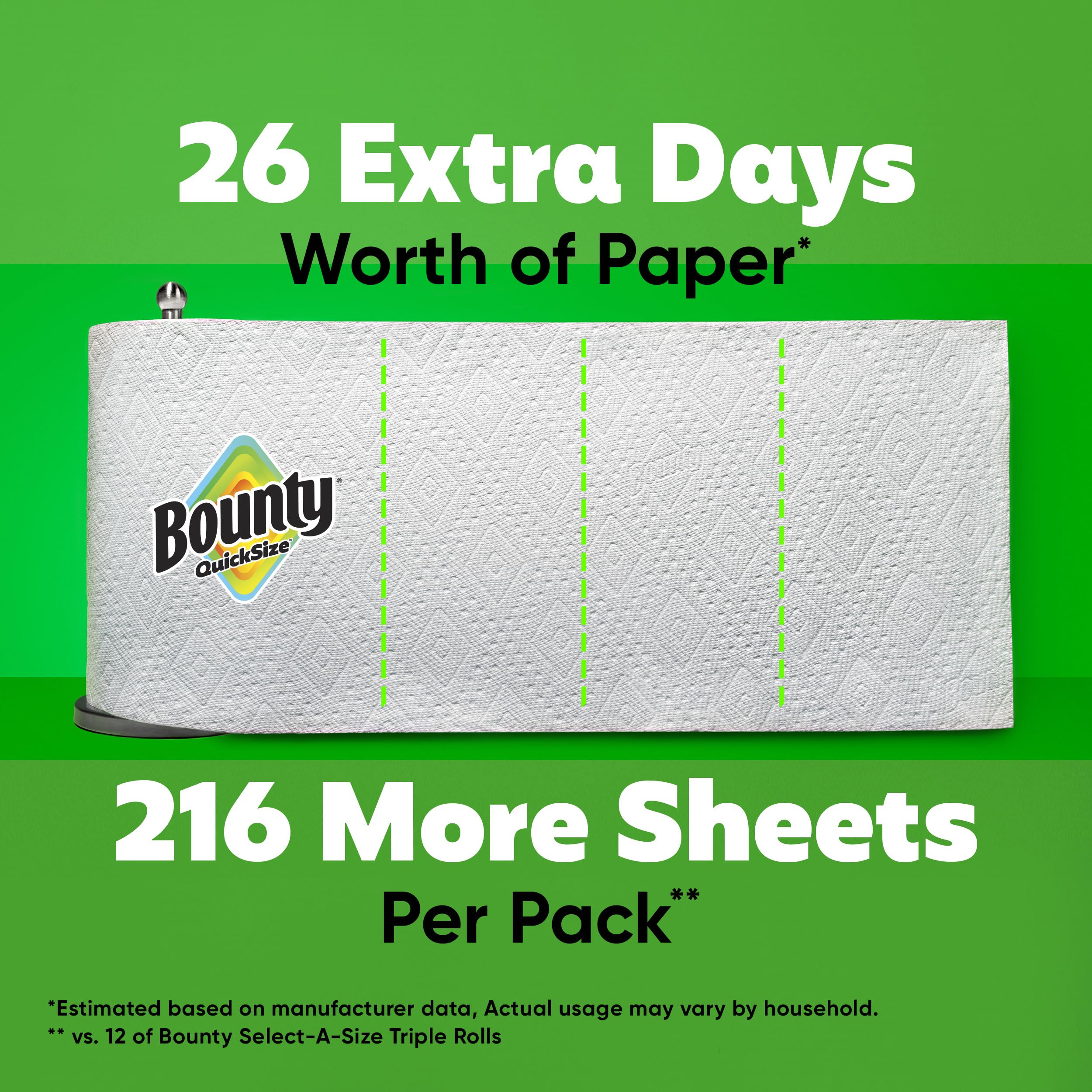 Bounty Quick-Size Paper Towels, White, 12 Family Triple = 40 Regular Rolls
