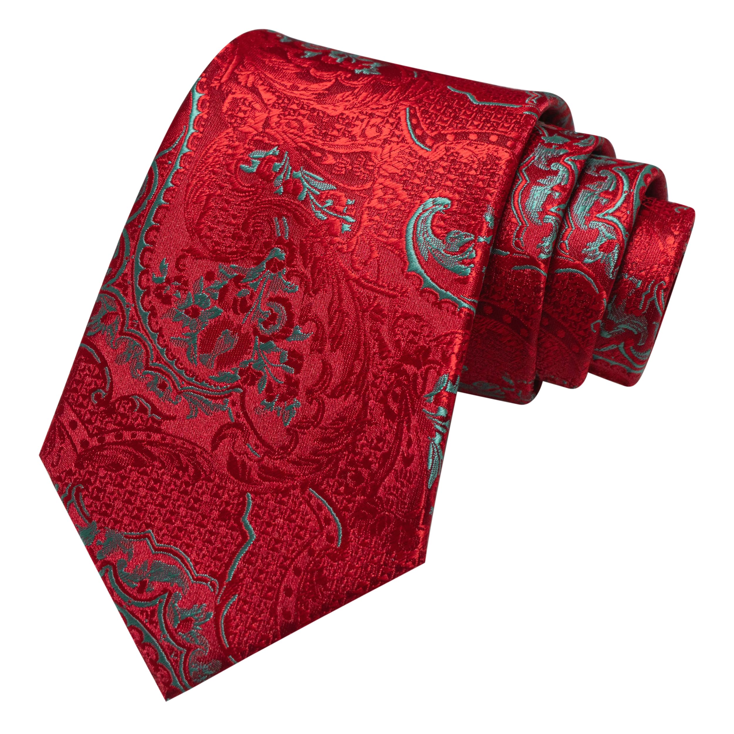 JEMYGINS Mens Tie and Pocket Square,Lapel Pin,Cufflinks,Tie Clip Sets with Gift Box 5PCS