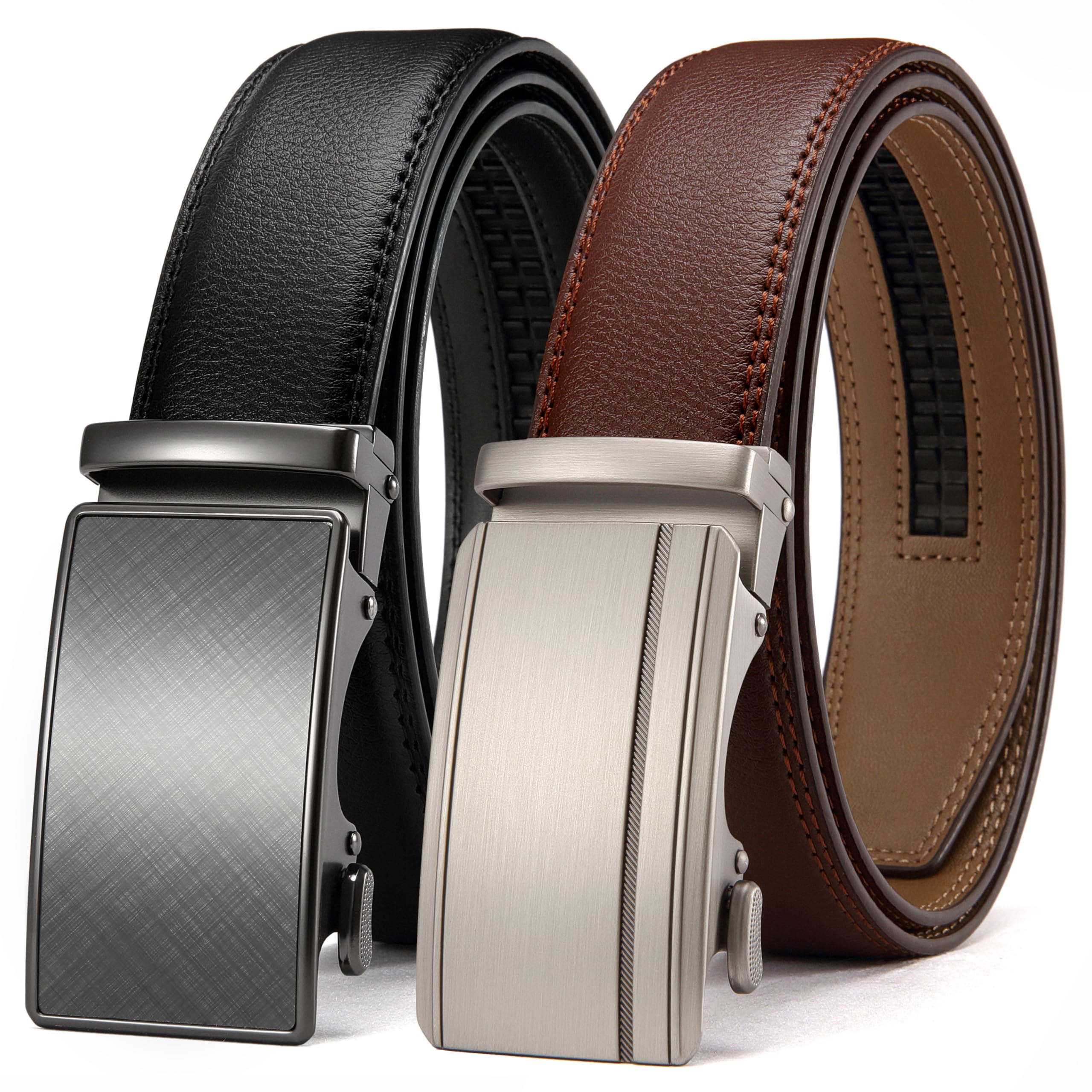 CHAOREN Leather Ratchet Belt Men 2 Pack - Customizable Fit, Effortless Style (35mm)